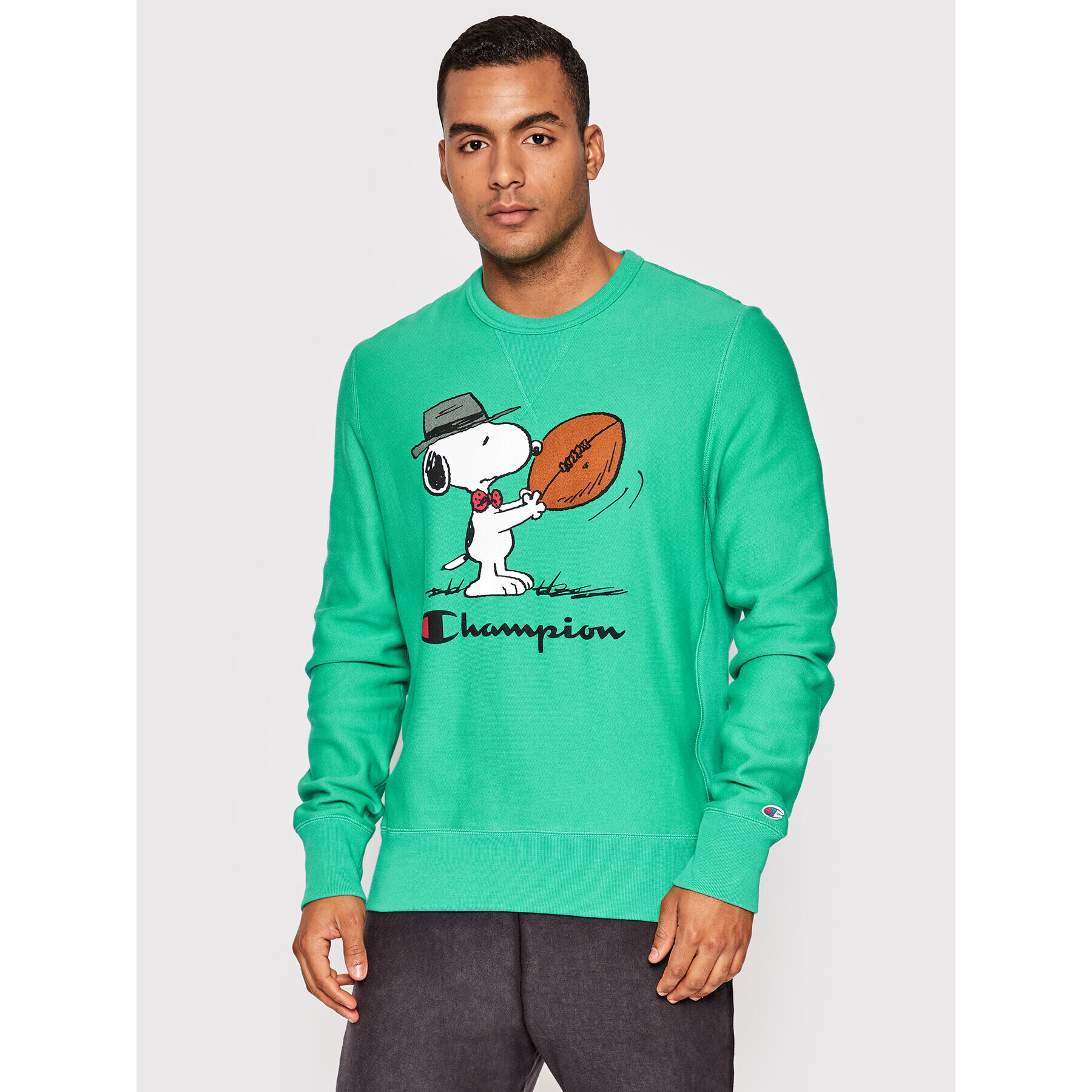 Champion Суитшърт Peanuts™ Graphic 217798 Зелен Custom Fit - Pepit.bg