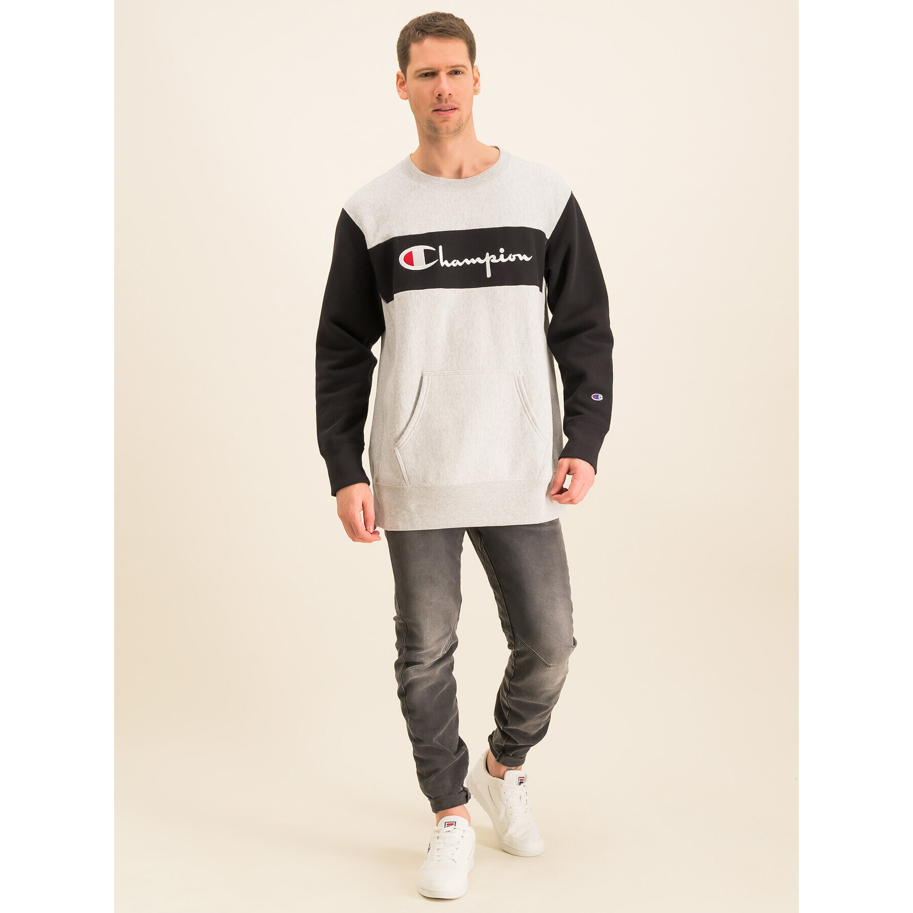 Champion Суитшърт Reverse Weave 214049 Сив Oversize - Pepit.bg