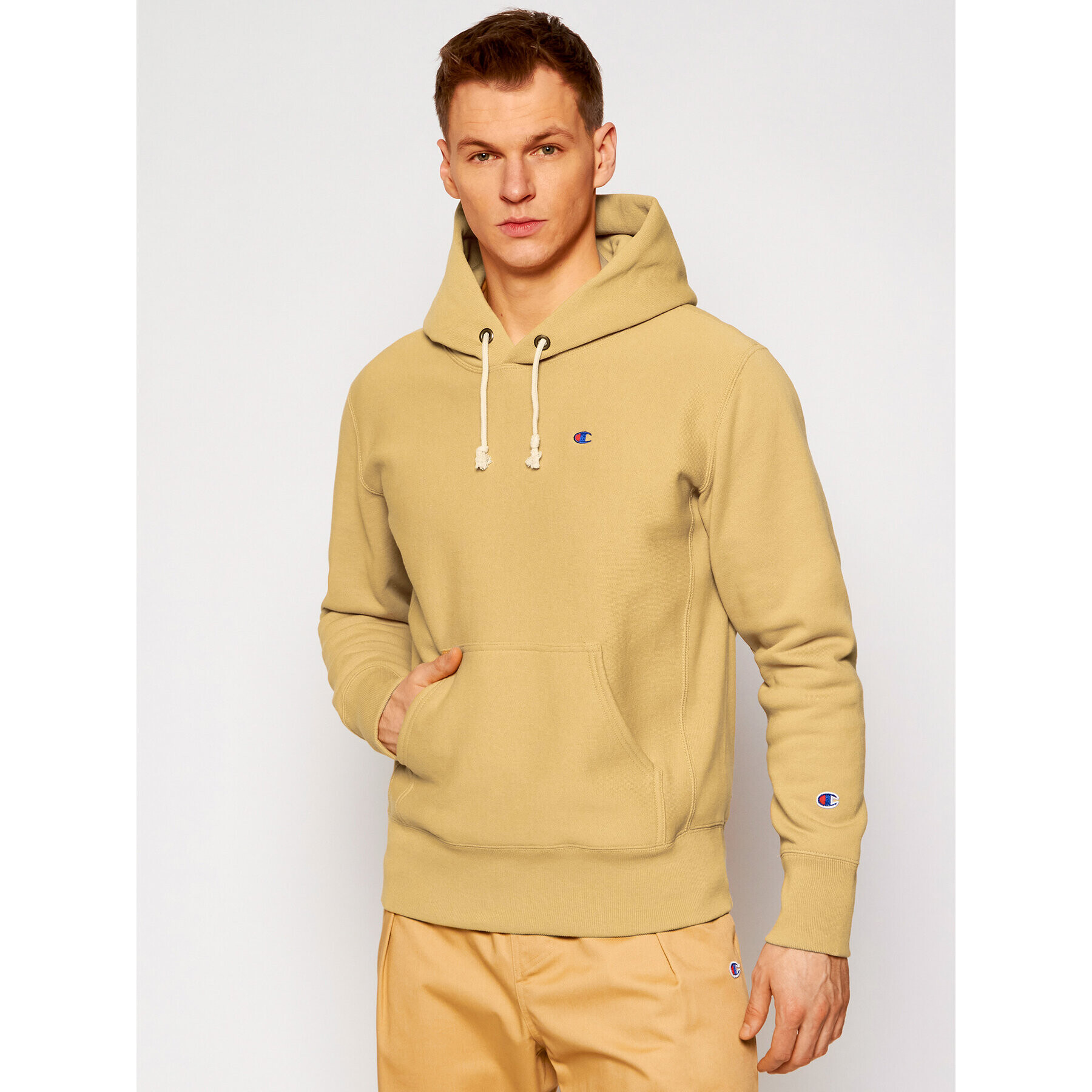 Champion Суитшърт Reverse Weave 214675 Бежов Custom Fit - Pepit.bg