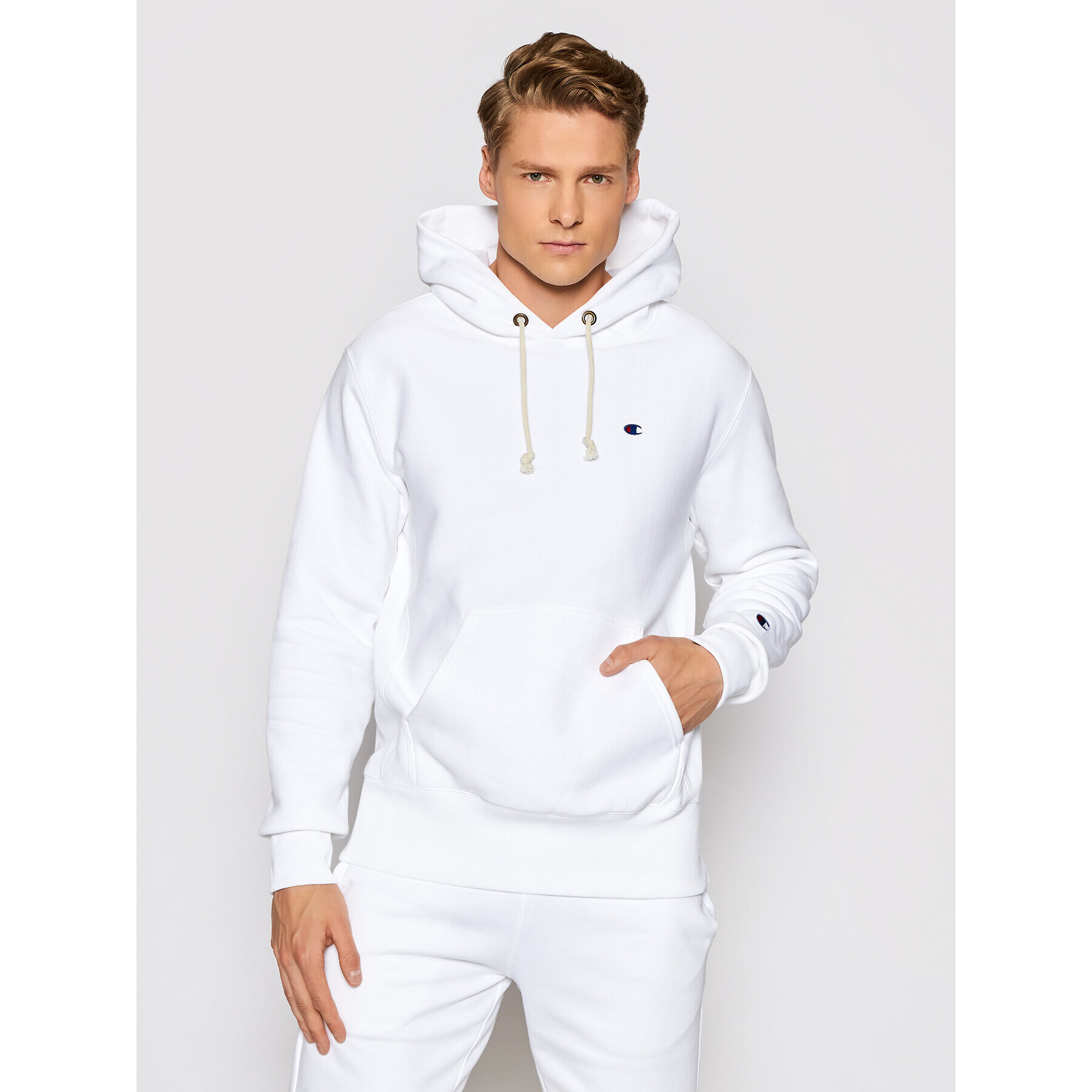 Champion Суитшърт Reverse Weave 214675 Бял Custom Fit - Pepit.bg