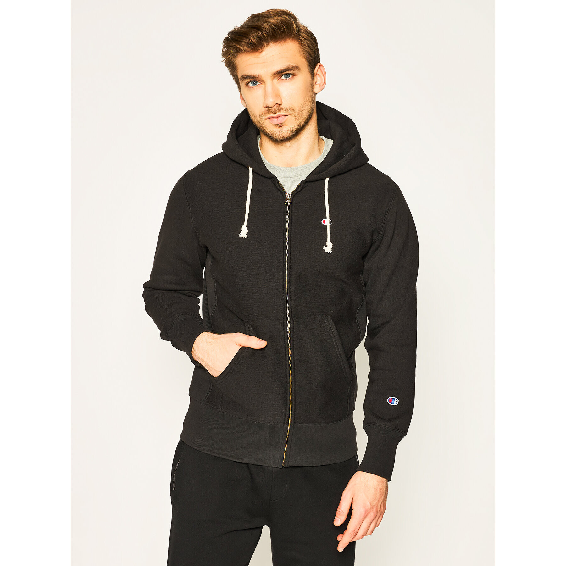 Champion Суитшърт Reverse Weave 214677 Черен Regular Fit - Pepit.bg