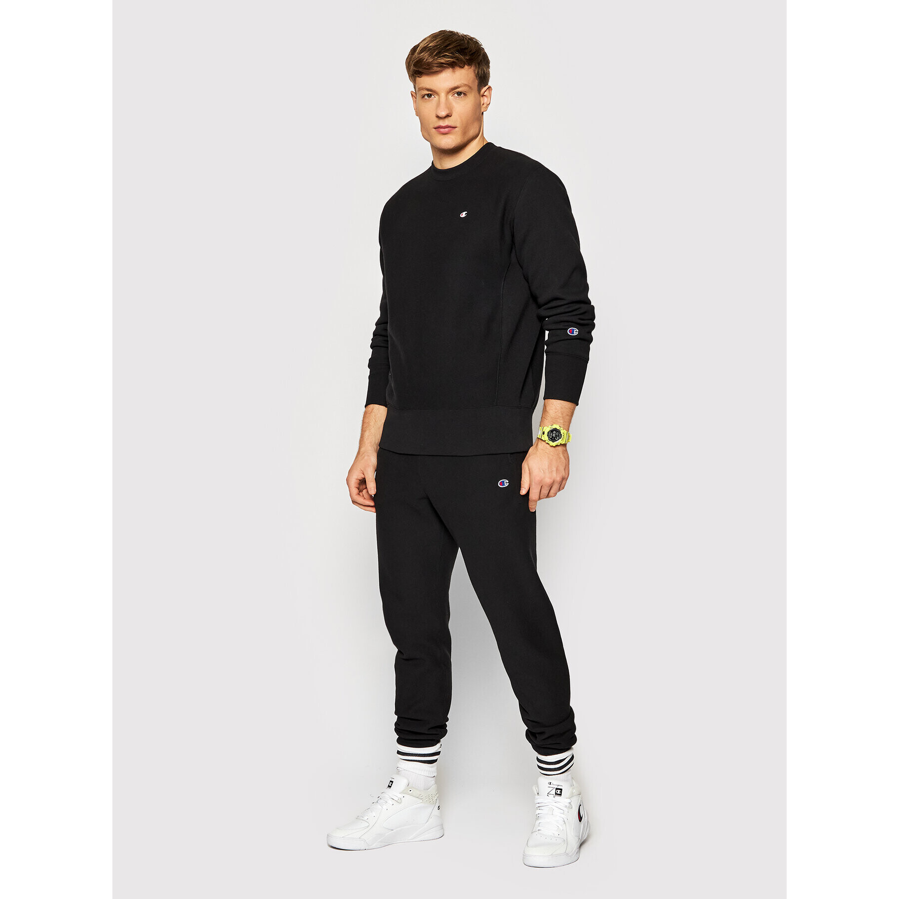 Champion Суитшърт Reverse Weave C Logo 216495 Черен Regular Fit - Pepit.bg