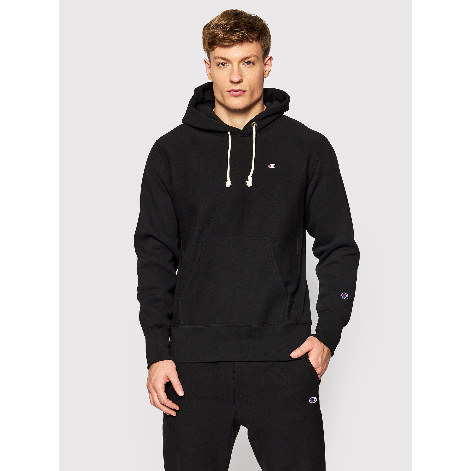 Champion Суитшърт Reverse Weave C Logo 216496 Черен Regular Fit - Pepit.bg