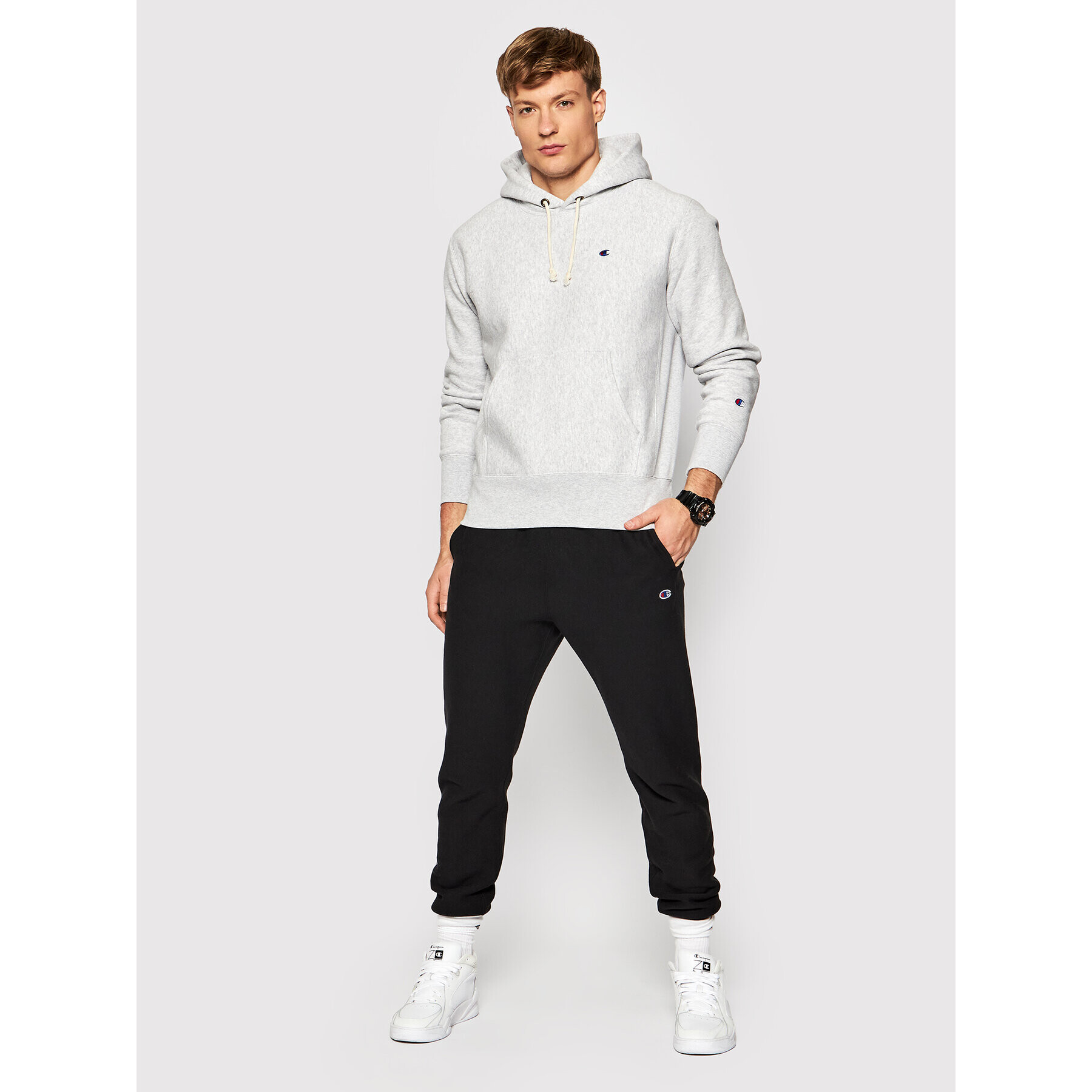 Champion Суитшърт Reverse Weave C Logo 216496 Сив Regular Fit - Pepit.bg