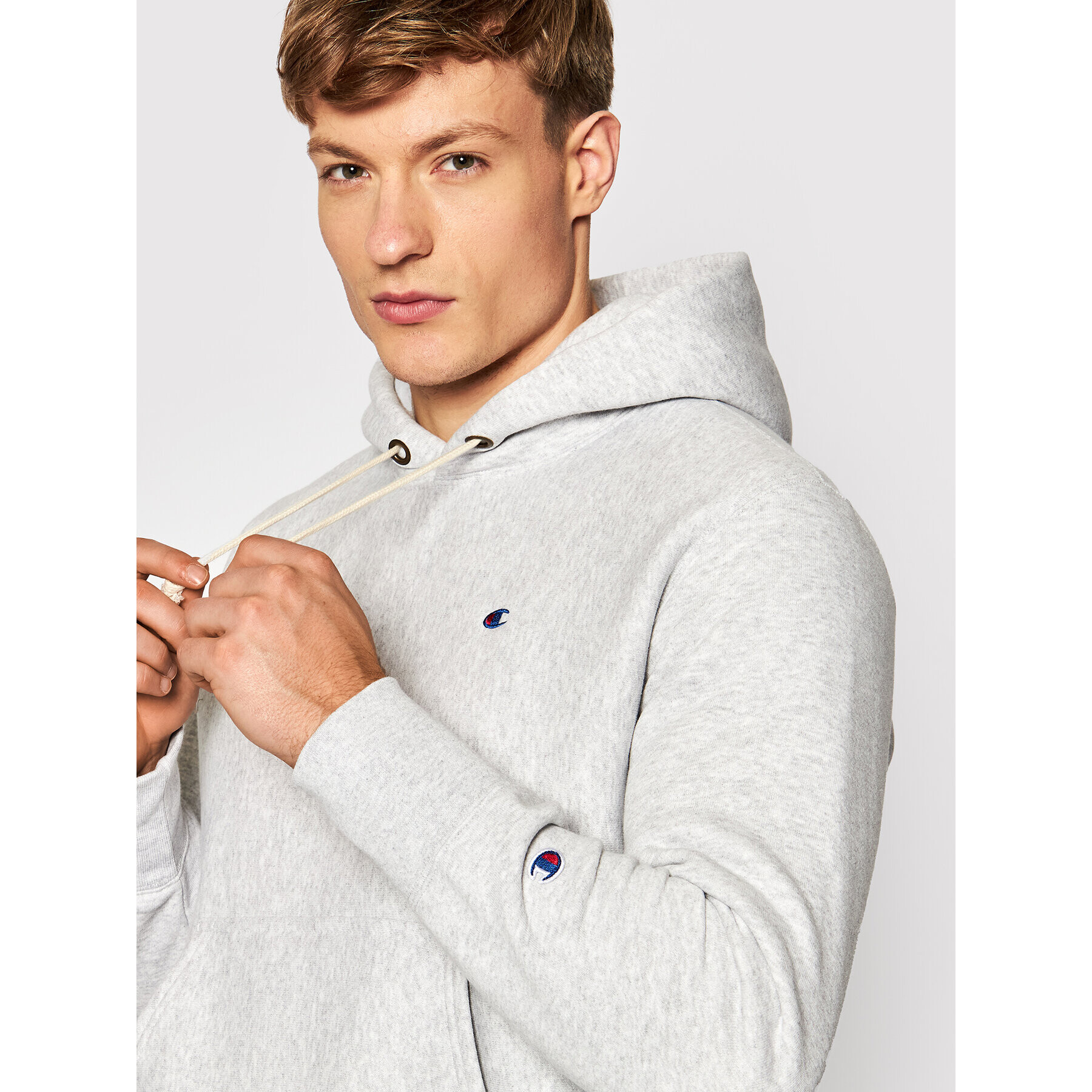 Champion Суитшърт Reverse Weave C Logo 216496 Сив Regular Fit - Pepit.bg