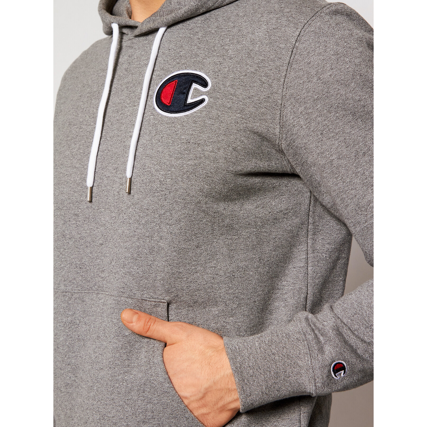 Champion Суитшърт Satin C Logo 214184 Сив Comfort Fit - Pepit.bg