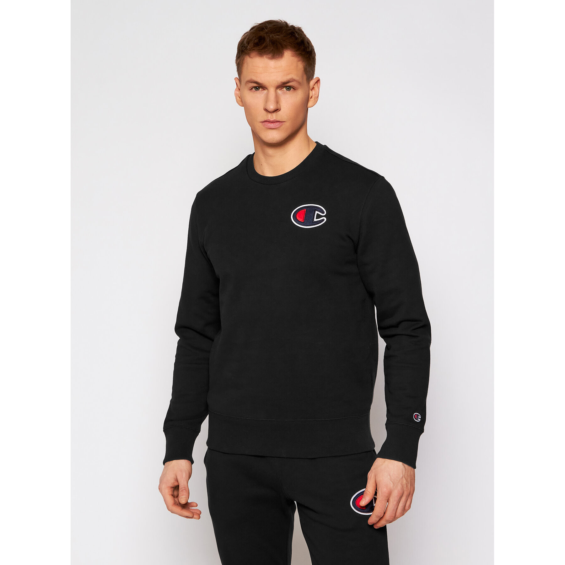 Champion Суитшърт Satin C Logo 214189 Черен Comfort Fit - Pepit.bg