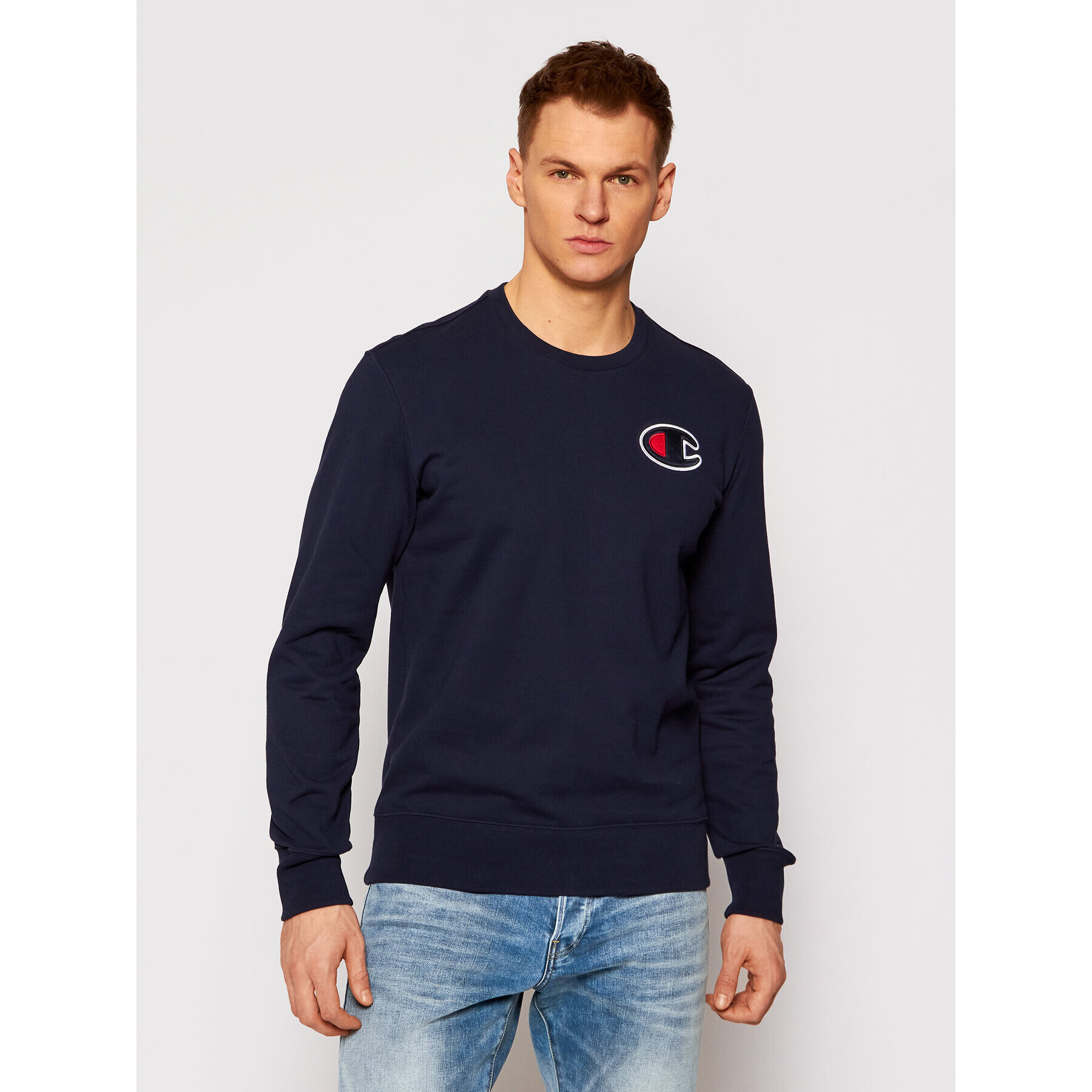 Champion Суитшърт Satin C Logo 214189 Тъмносин Comfort Fit - Pepit.bg