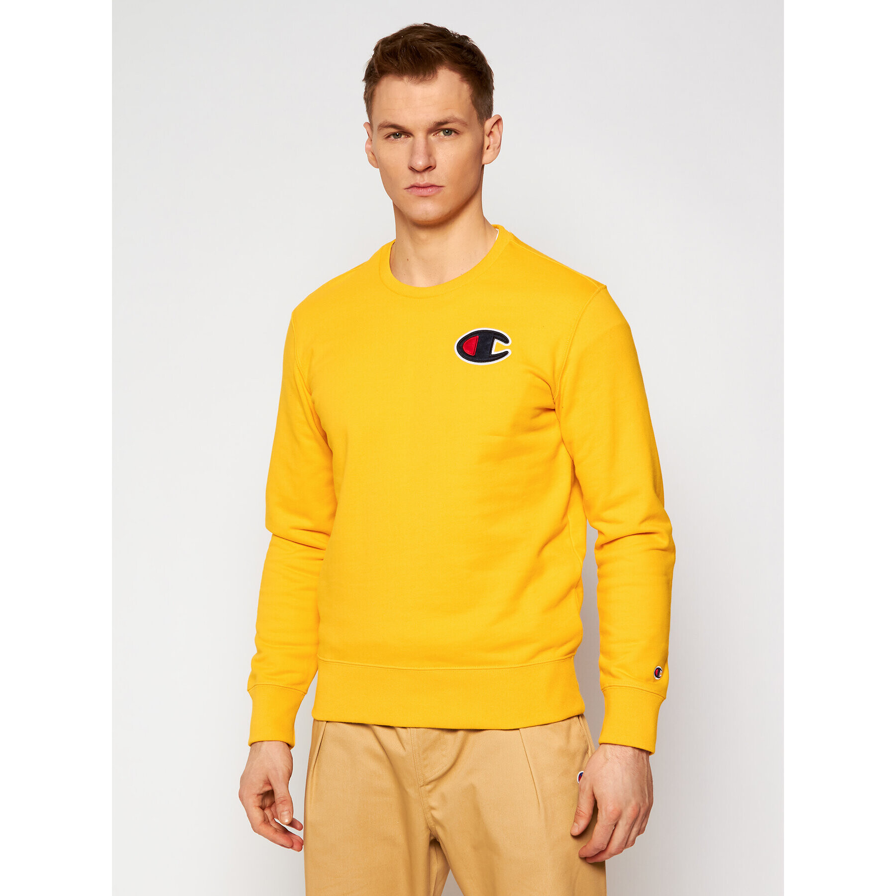 Champion Суитшърт Satin C Logo 214189 Жълт Comfort Fit - Pepit.bg