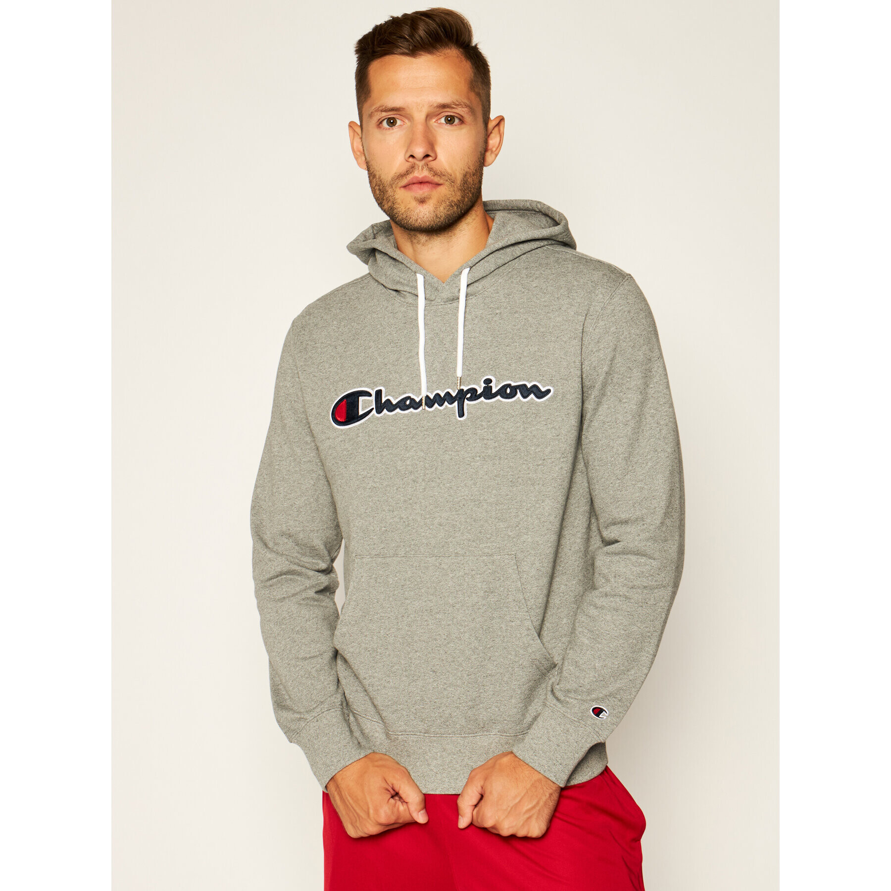 Champion Суитшърт Satin Script Logo 214183 Сив Comfort Fit - Pepit.bg