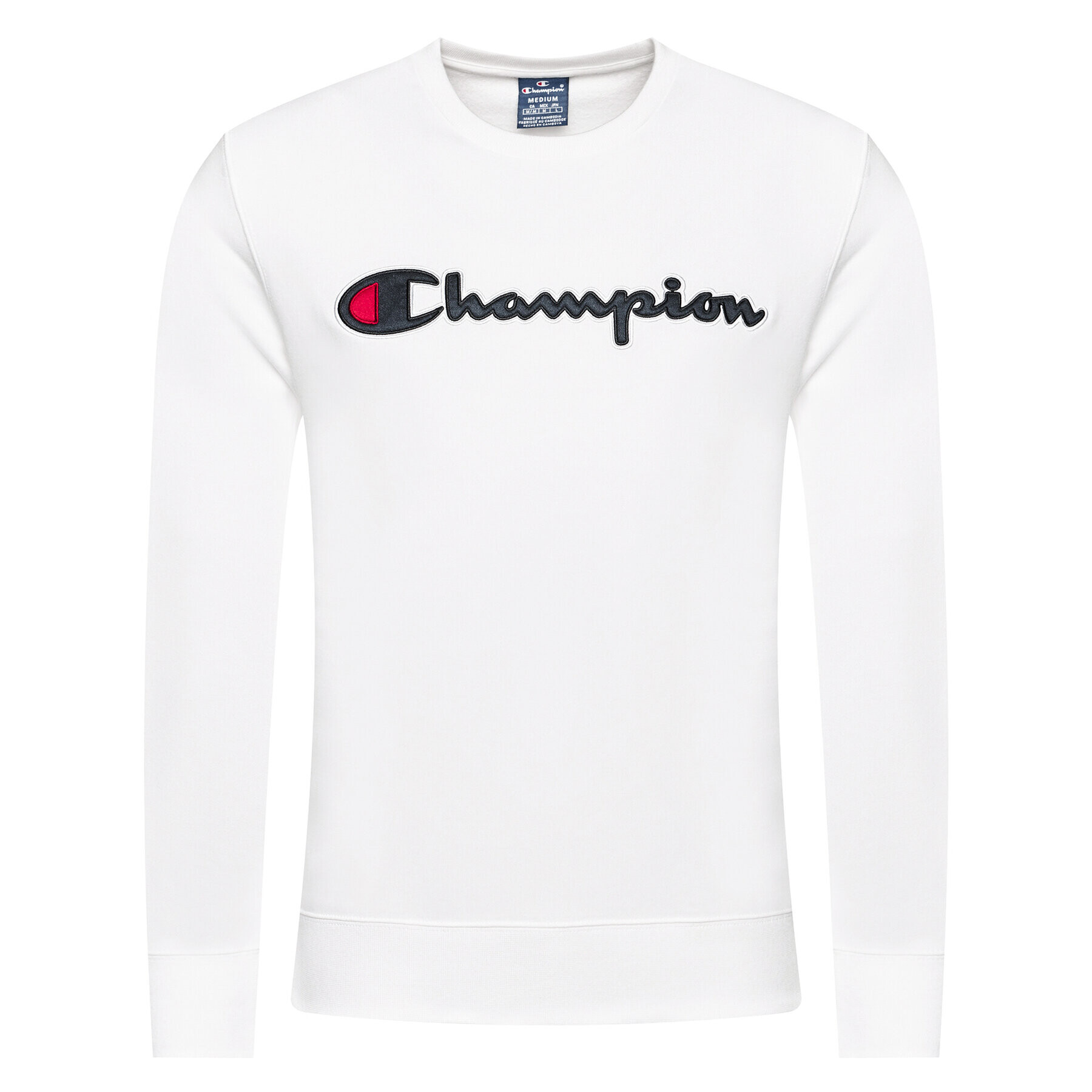 Champion Суитшърт Satin Script Logo 214188 Бял Comfort Fit - Pepit.bg