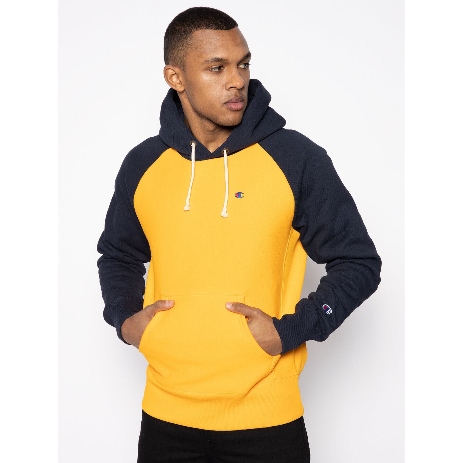 Champion Суитшърт Script Bicolor 214277 Жълт Regular Fit - Pepit.bg