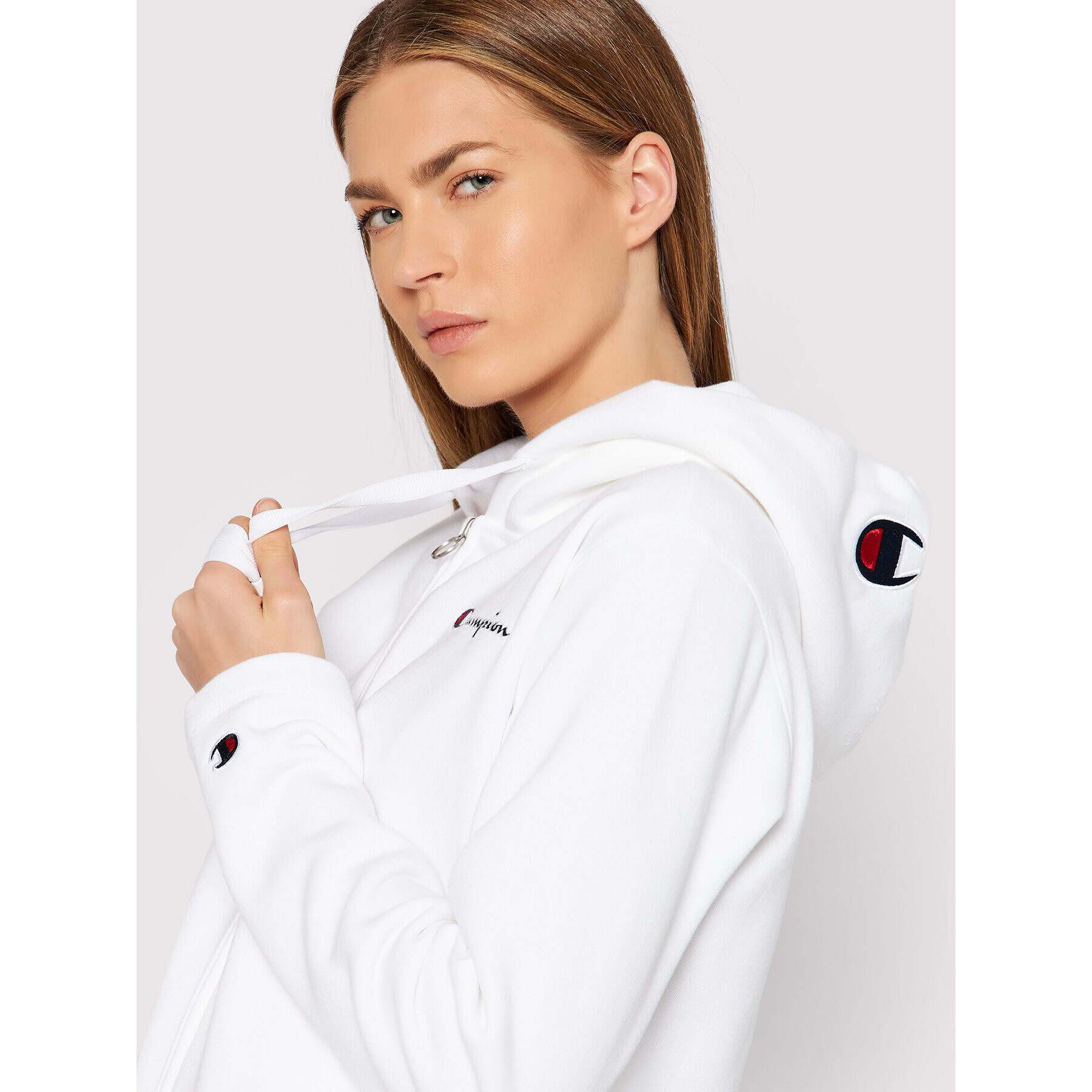 Champion Суитшърт Script Logo 114464 Бял Regular Fit - Pepit.bg