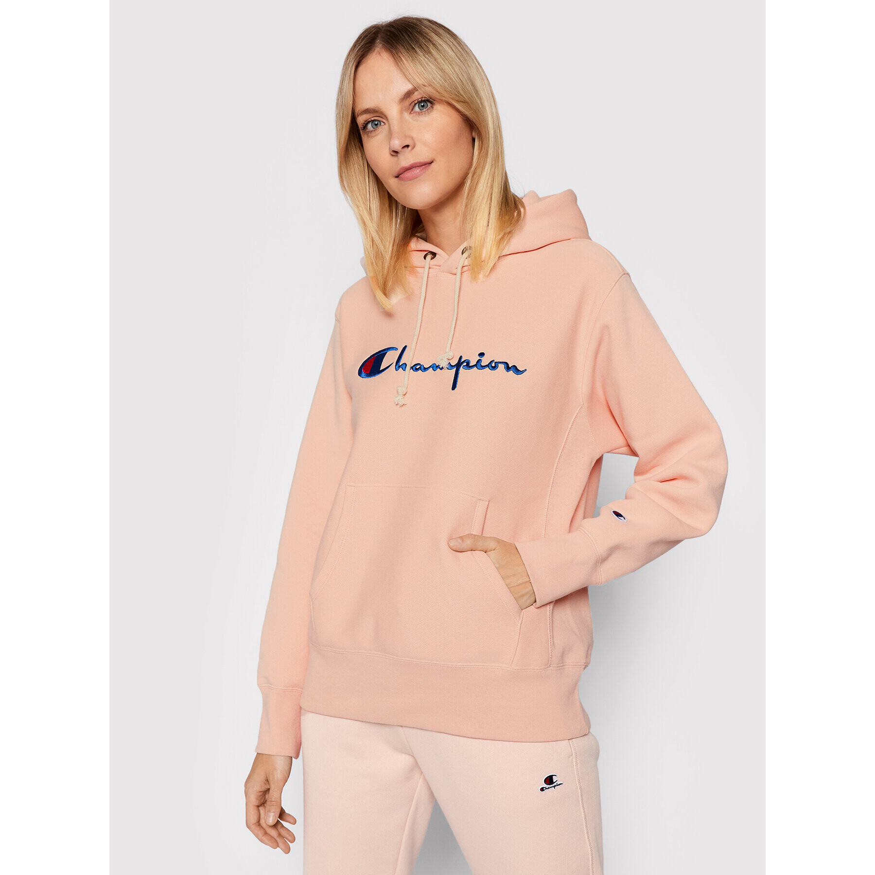 Champion Суитшърт Script Logo 114788 Розов Regular Fit - Pepit.bg