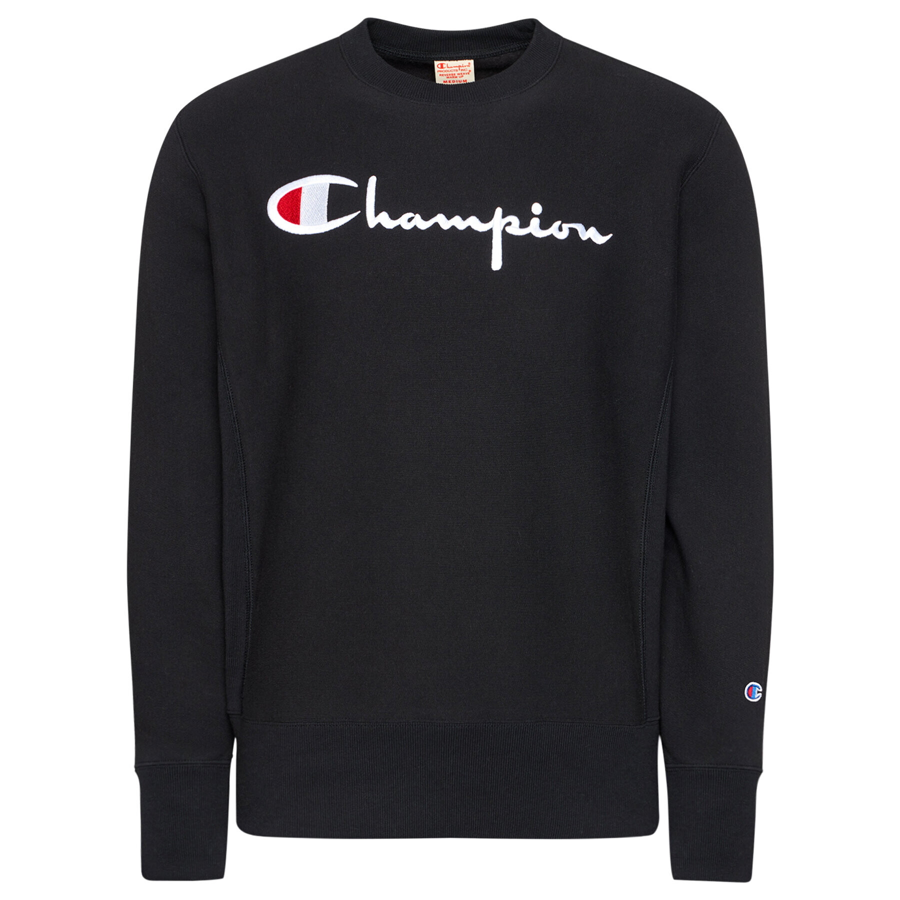 Champion Суитшърт Script Logo 215211 Черен Custom Fit - Pepit.bg