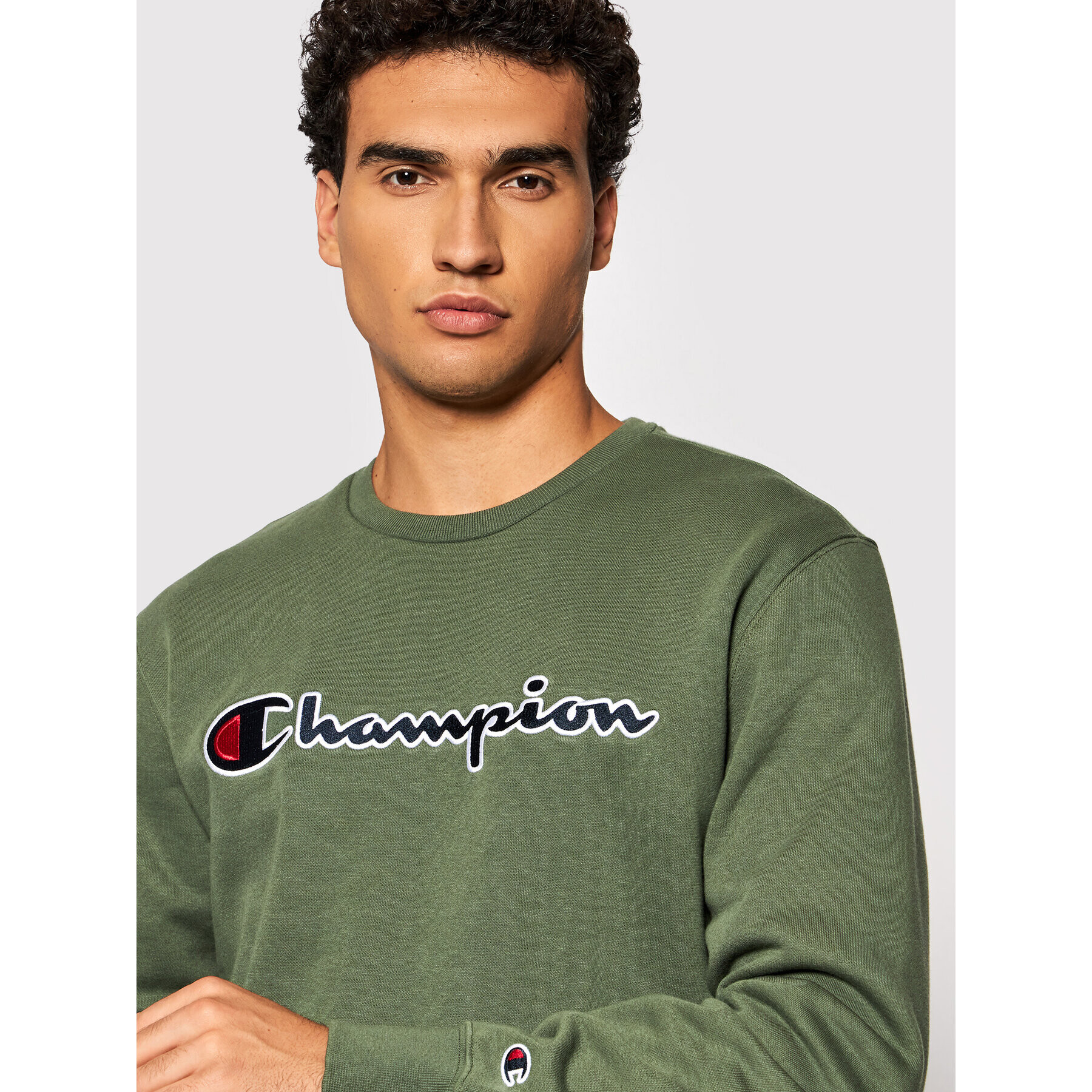 Champion Суитшърт Script Logo 216471 Зелен Comfort Fit - Pepit.bg