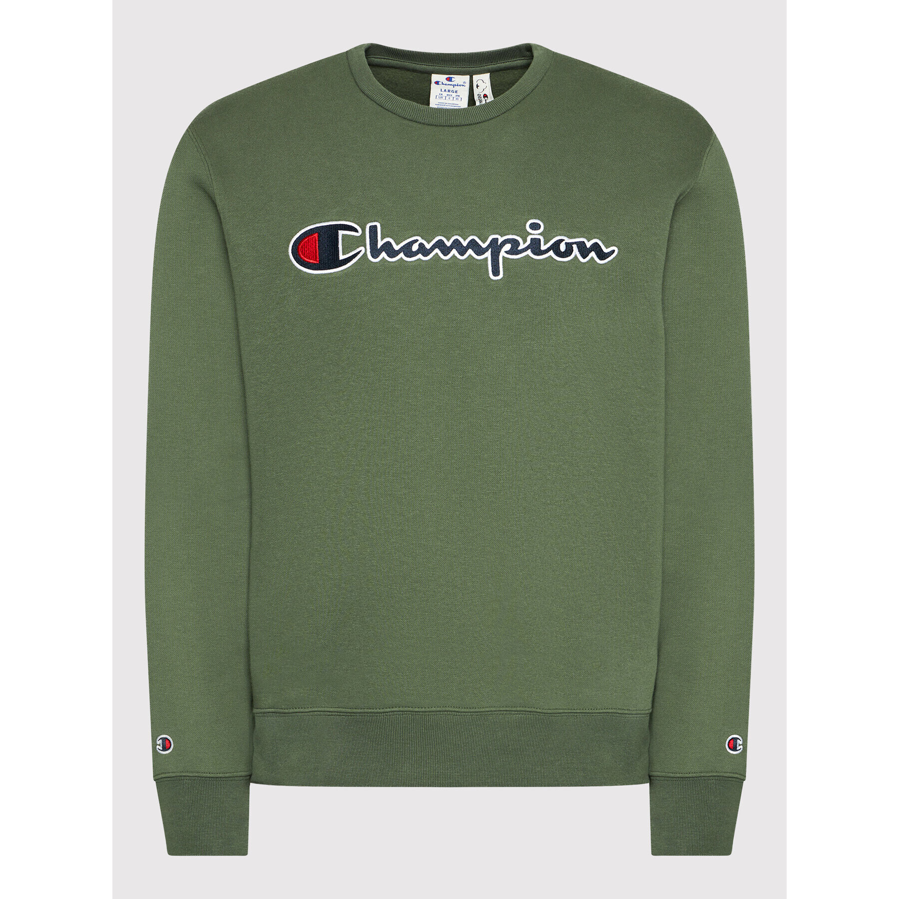 Champion Суитшърт Script Logo 216471 Зелен Comfort Fit - Pepit.bg