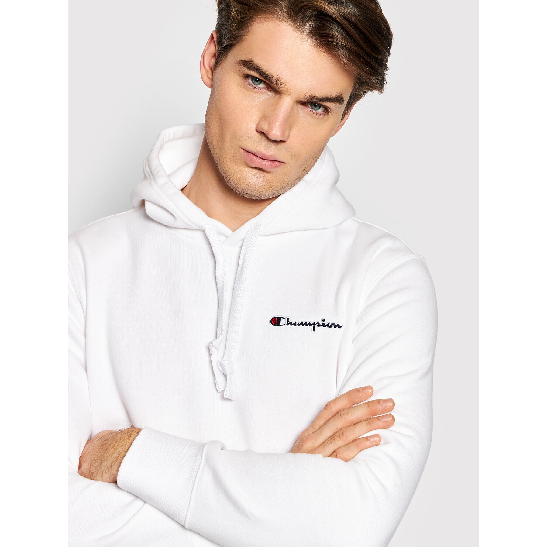 Champion Суитшърт Script Logo 216475 Бял Comfort Fit - Pepit.bg