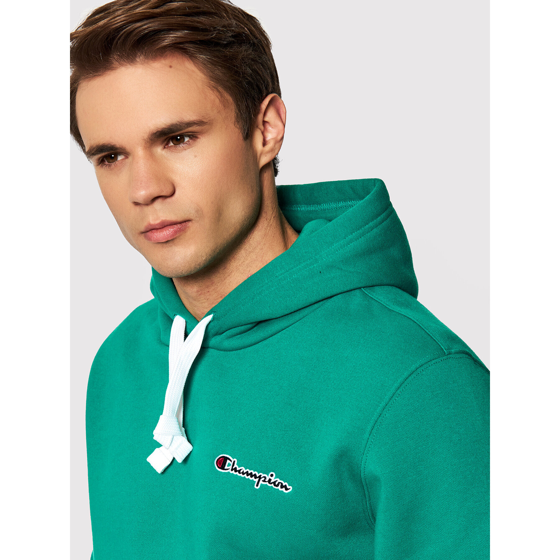 Champion Суитшърт Script Logo 216475 Зелен Regular Fit - Pepit.bg