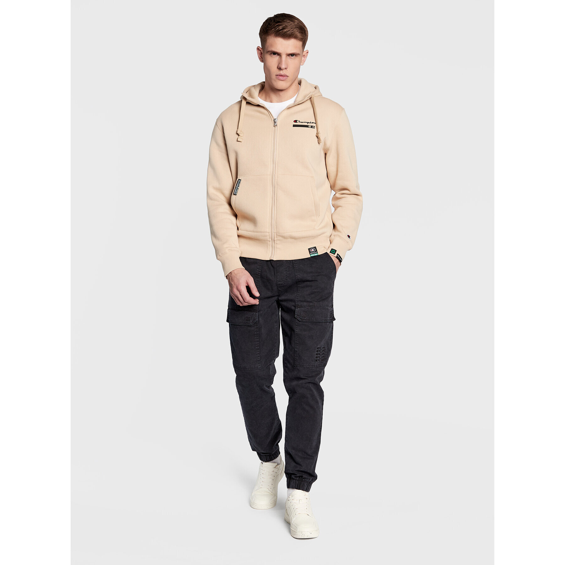 Champion Суитшърт Script Logo 217874 Бежов Regular Fit - Pepit.bg