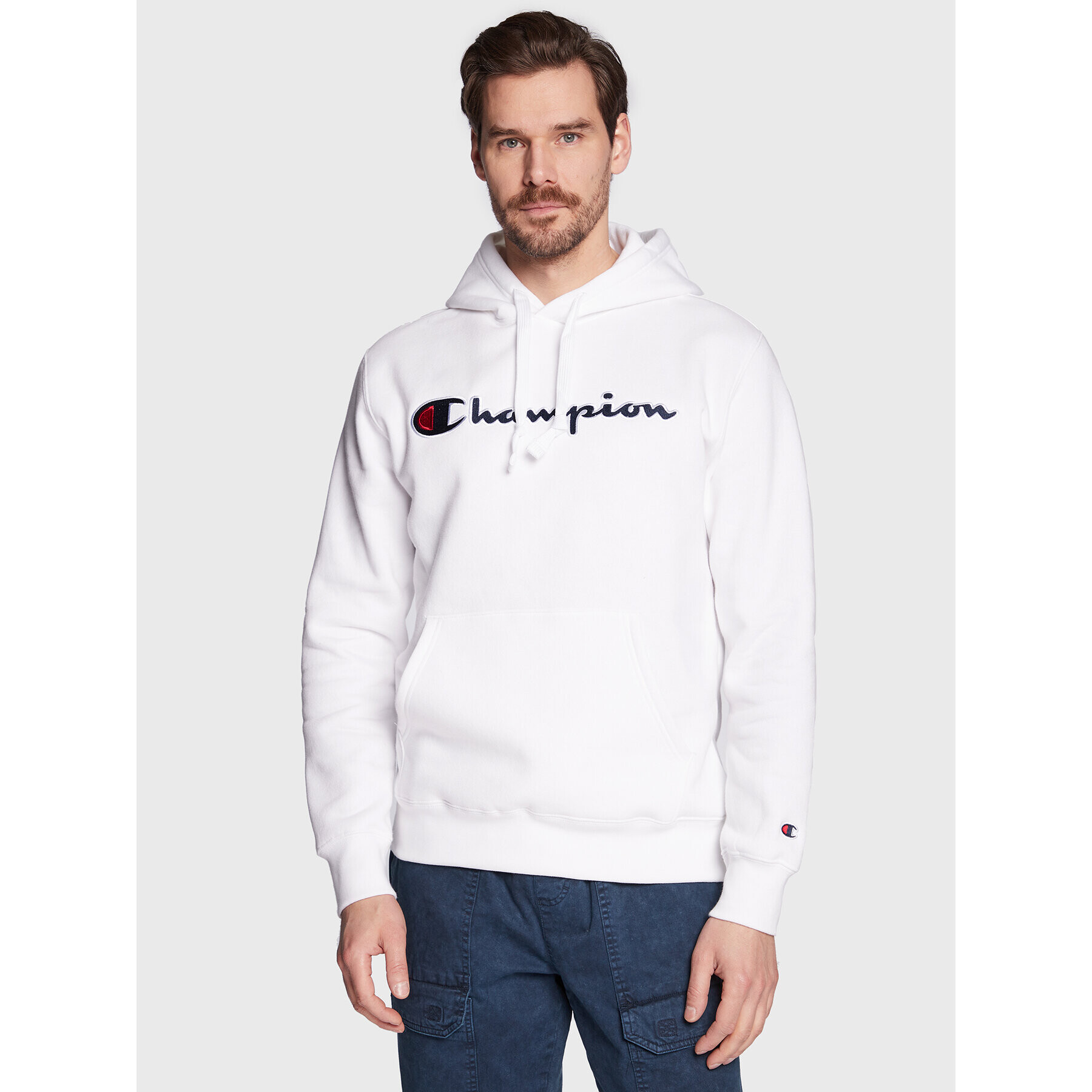 Champion Суитшърт Script Logo Embroidery 217858 Бял Regular Fit - Pepit.bg