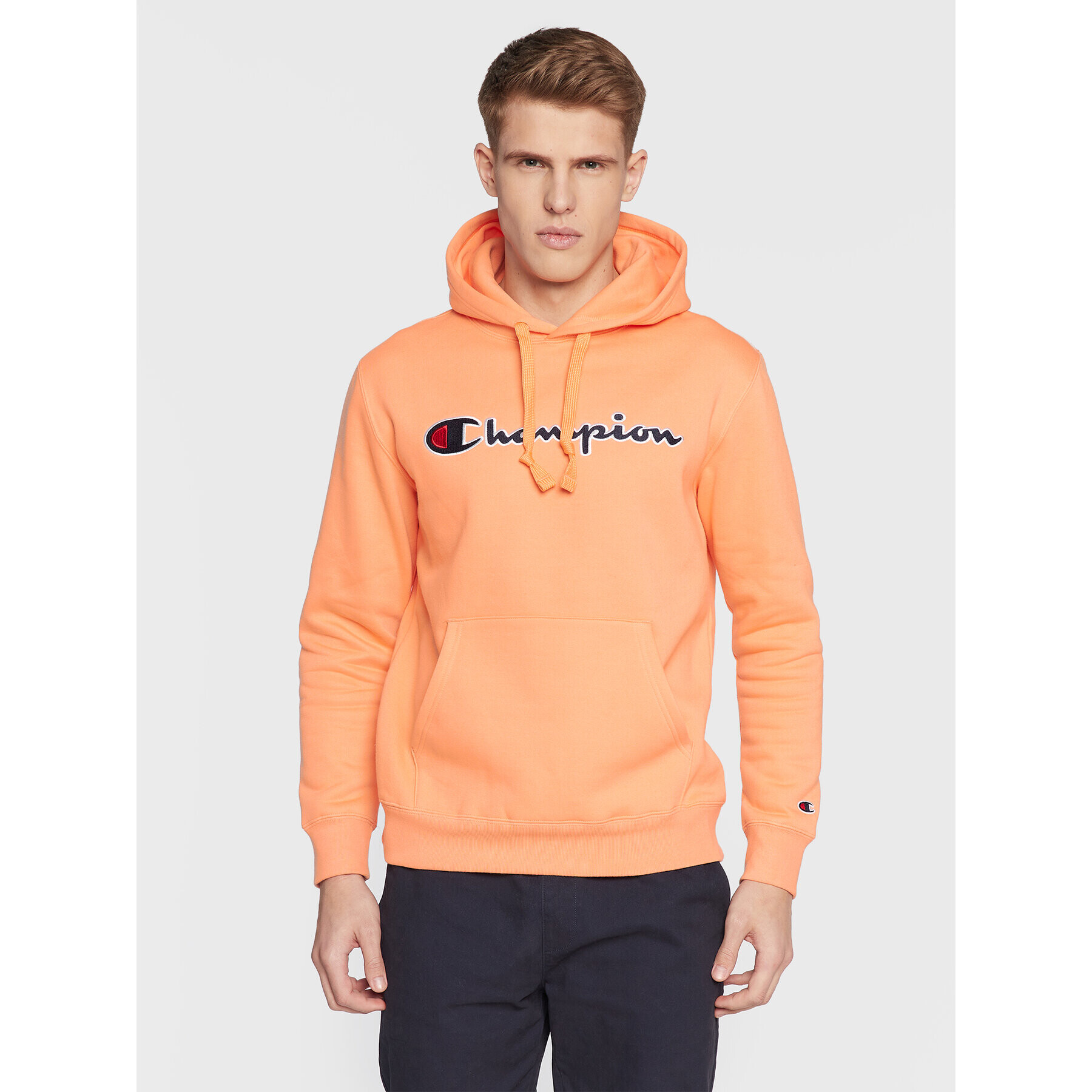 Champion Суитшърт Script Logo Embroidery 217858 Оранжев Regular Fit - Pepit.bg