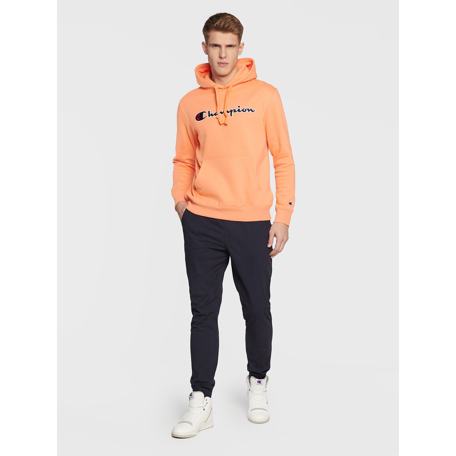 Champion Суитшърт Script Logo Embroidery 217858 Оранжев Regular Fit - Pepit.bg