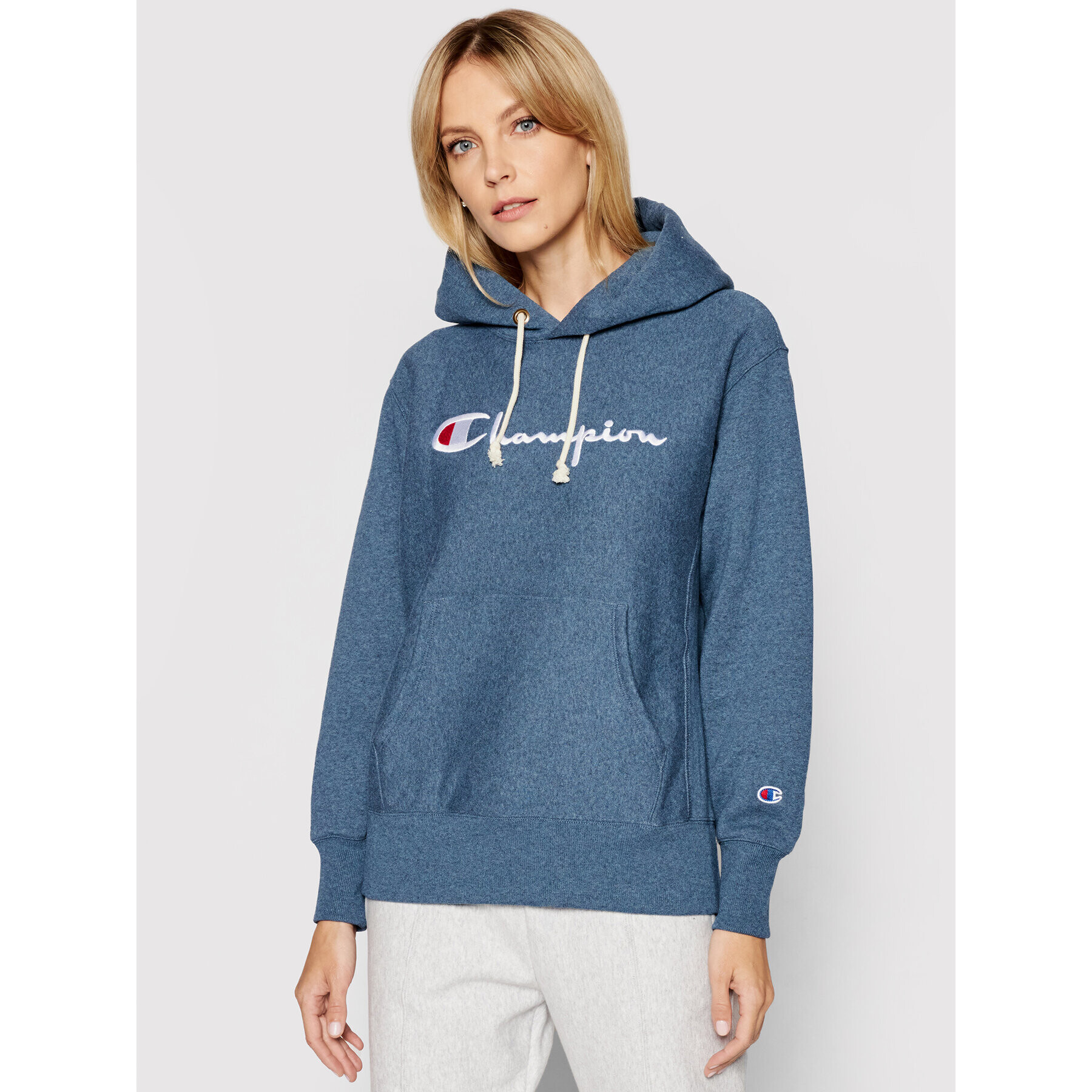 Champion Суитшърт Script Logo Reverse Weave 113149 Тъмносин Regular Fit - Pepit.bg
