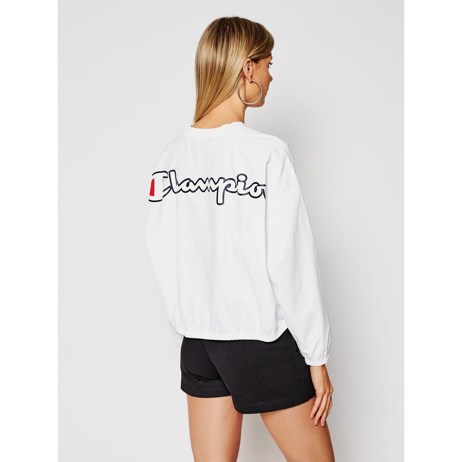 Champion Суитшърт Script Logo Track 112686 Бял Oversize - Pepit.bg