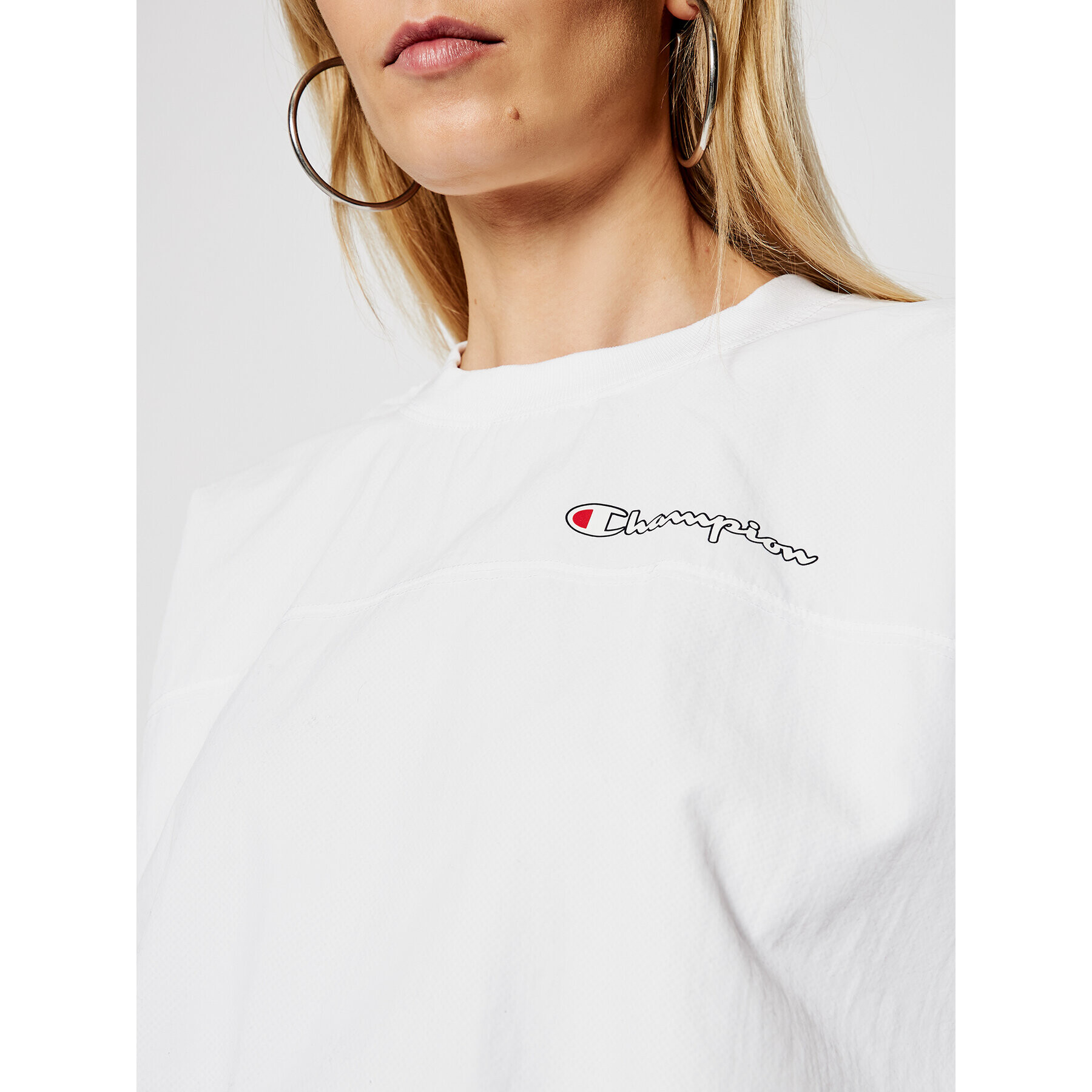 Champion Суитшърт Script Logo Track 112686 Бял Oversize - Pepit.bg