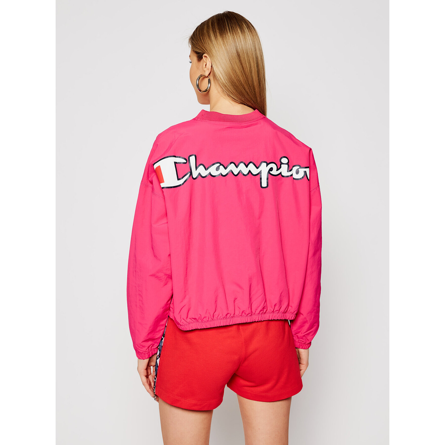 Champion Суитшърт Script Logo Track 112686 Розов Oversize - Pepit.bg