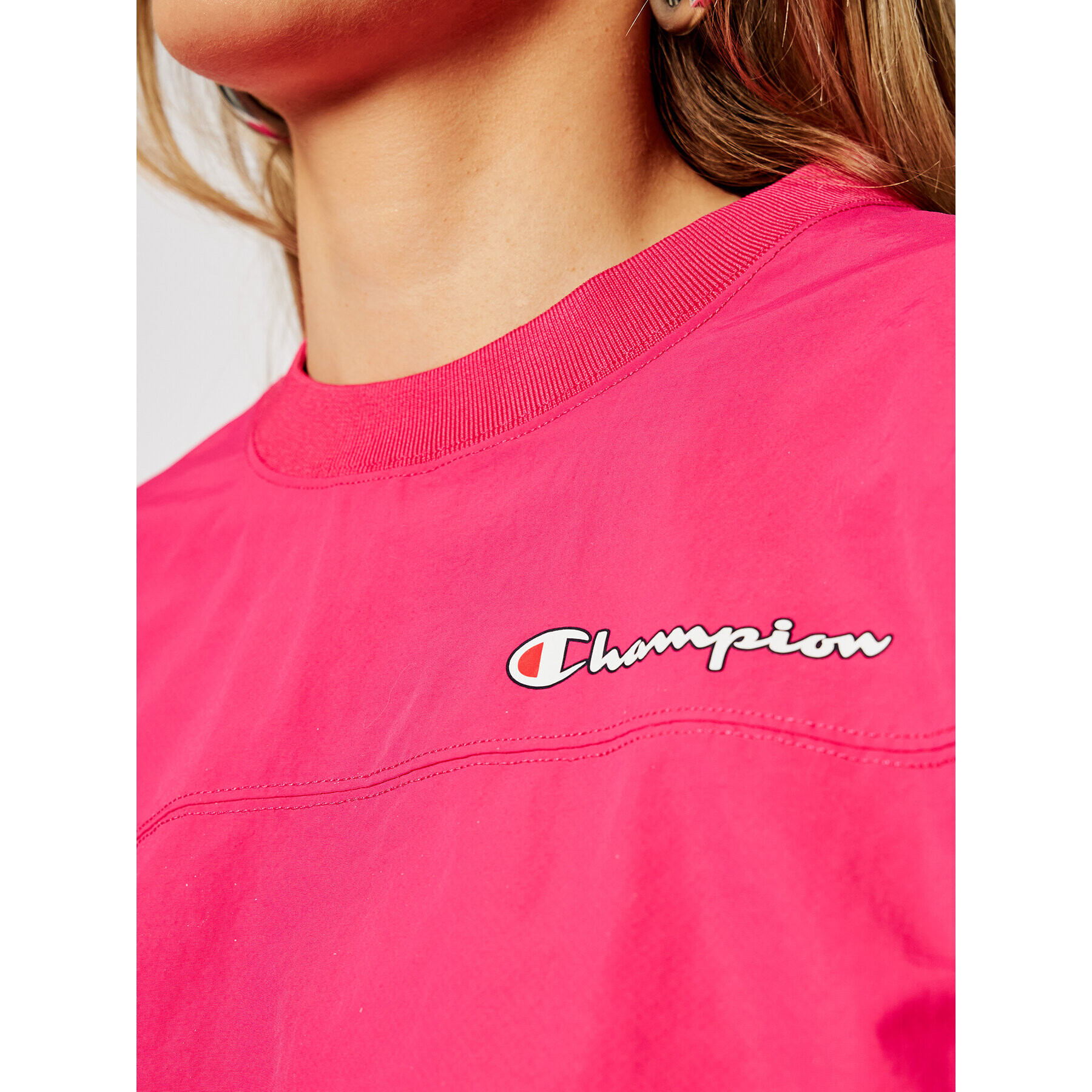 Champion Суитшърт Script Logo Track 112686 Розов Oversize - Pepit.bg