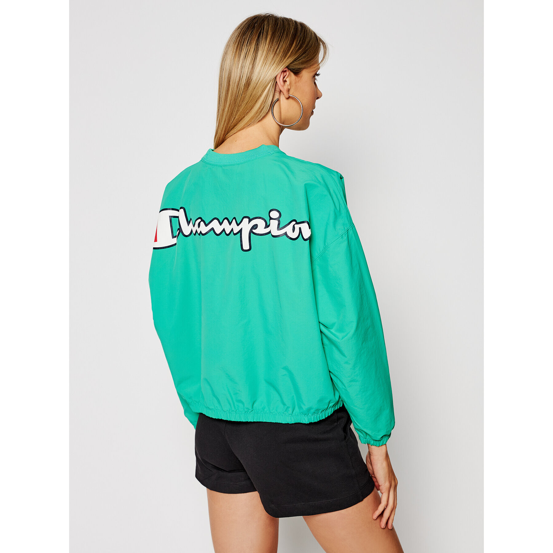 Champion Суитшърт Script Logo Track 112686 Зелен Oversize - Pepit.bg