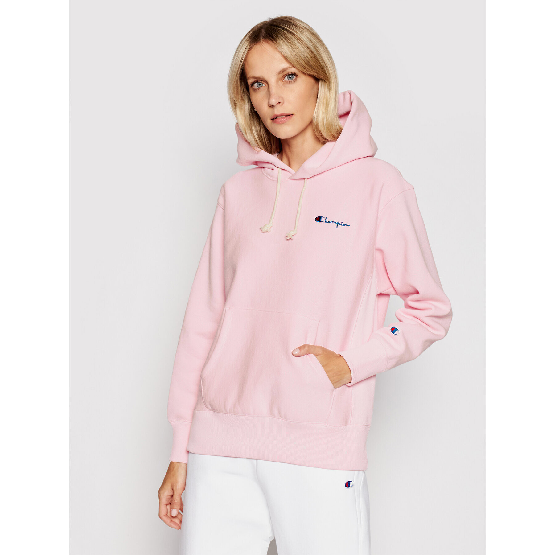 Champion Суитшърт Small Script Logo 113150 Розов Regular Fit - Pepit.bg