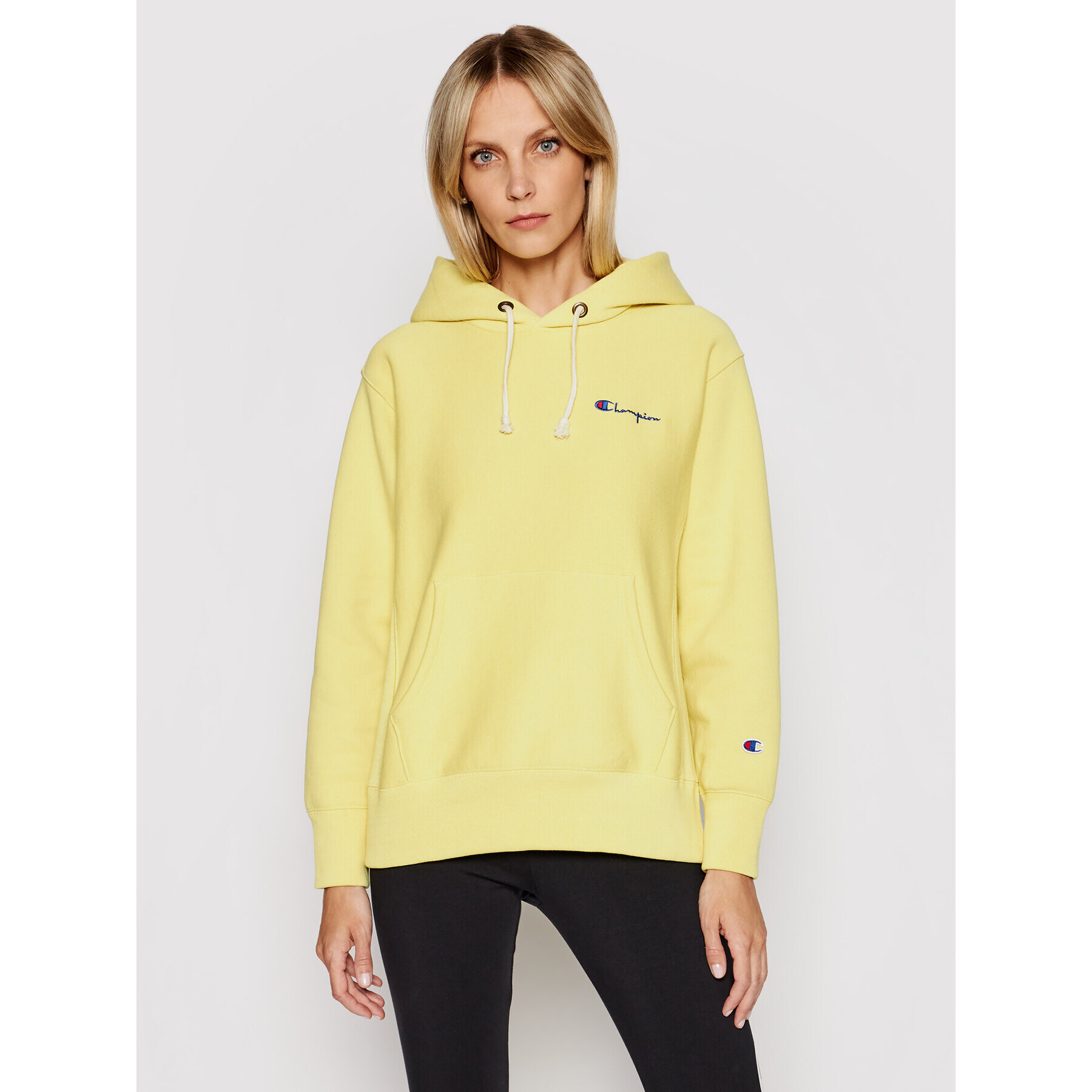 Champion Суитшърт Small Script Logo 113150 Жълт Regular Fit - Pepit.bg