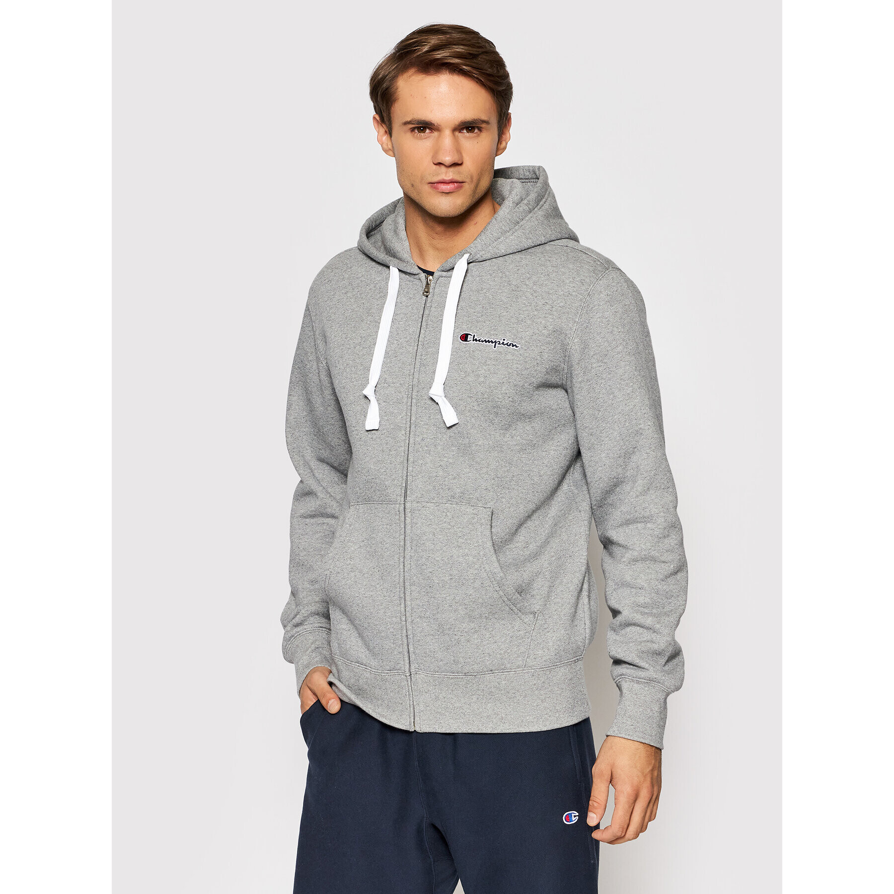 Champion Суитшърт Small Script Logo 216477 Сив Comfort Fit - Pepit.bg