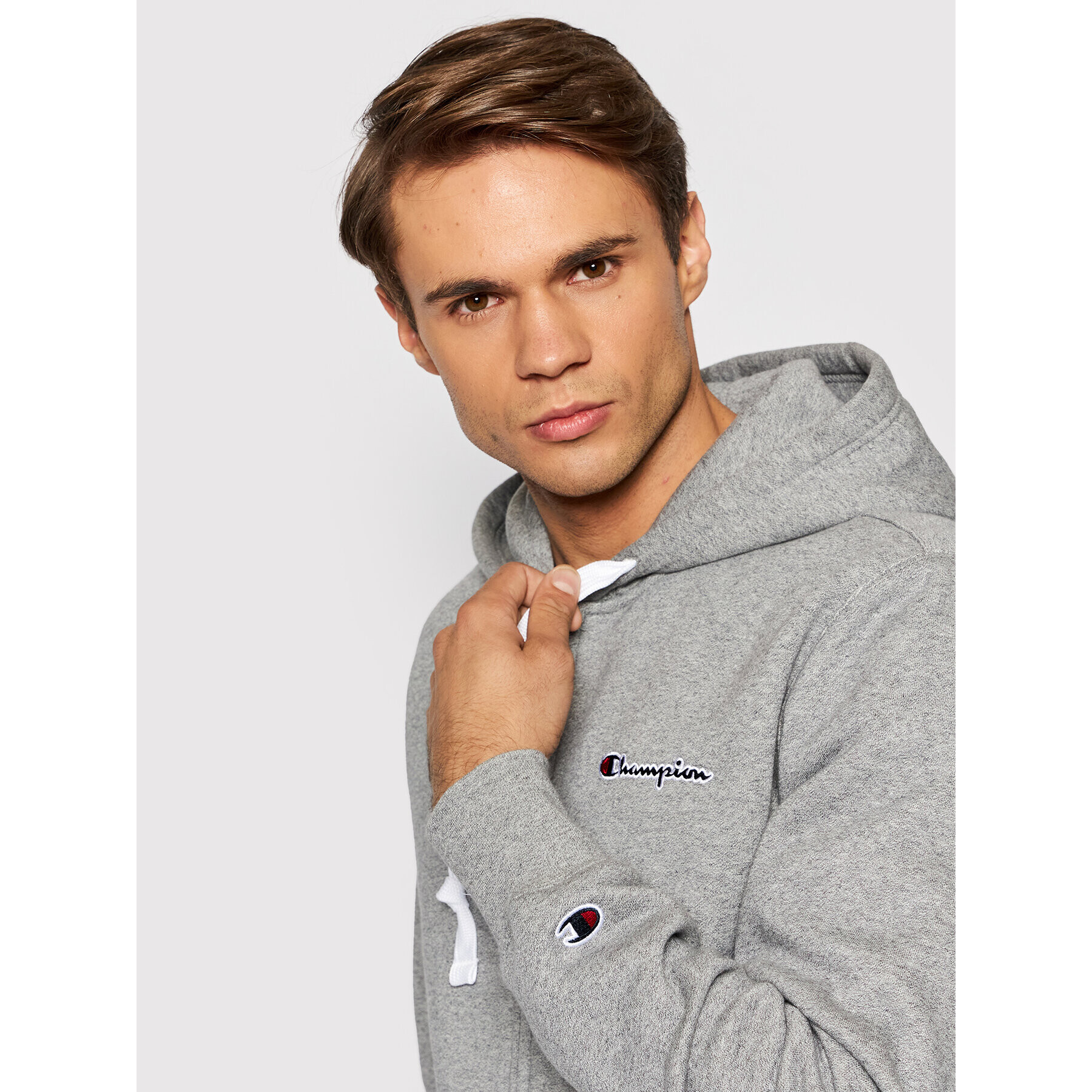 Champion Суитшърт Small Script Logo 216477 Сив Comfort Fit - Pepit.bg