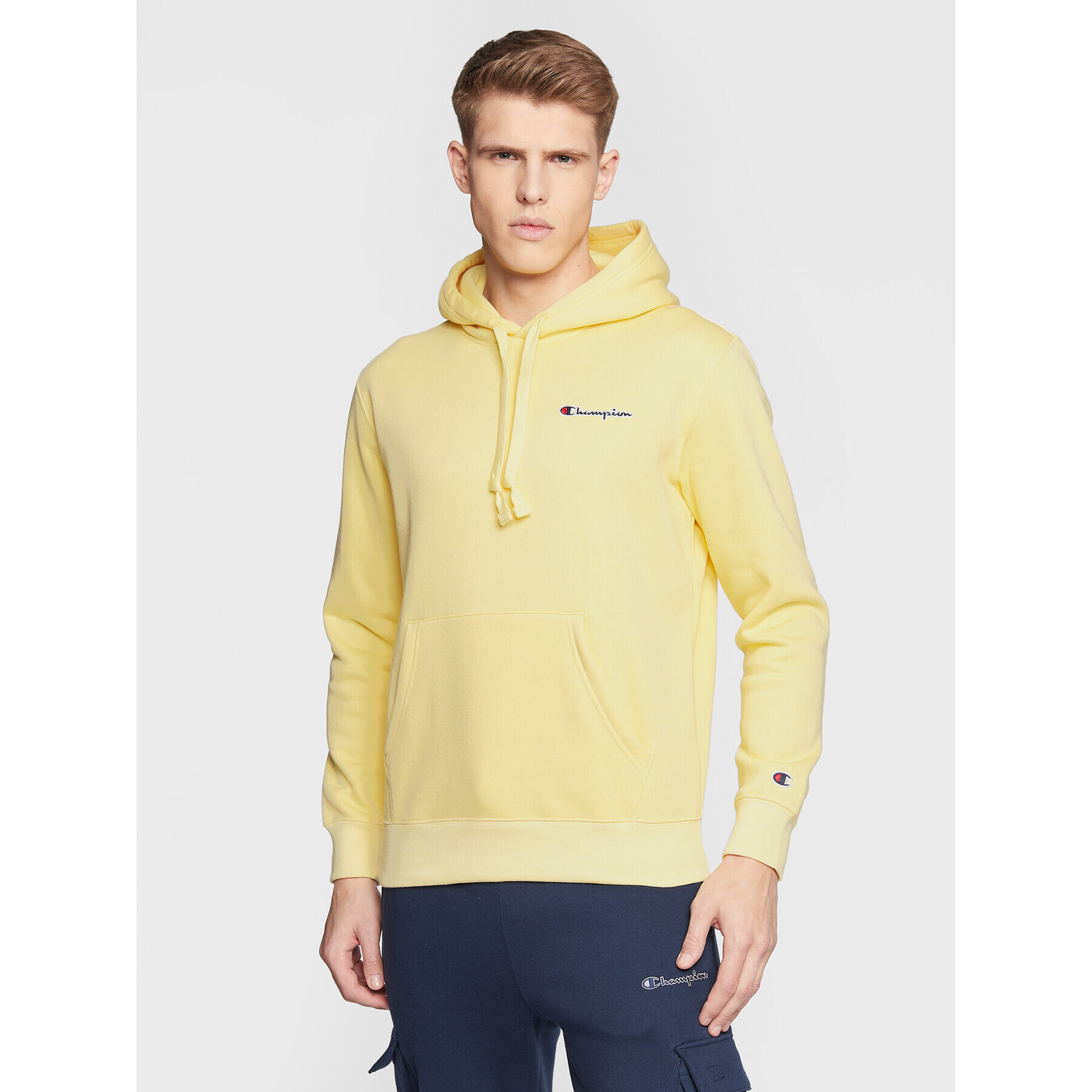 Champion Суитшърт Small Script Logo 217862 Жълт Regular Fit - Pepit.bg