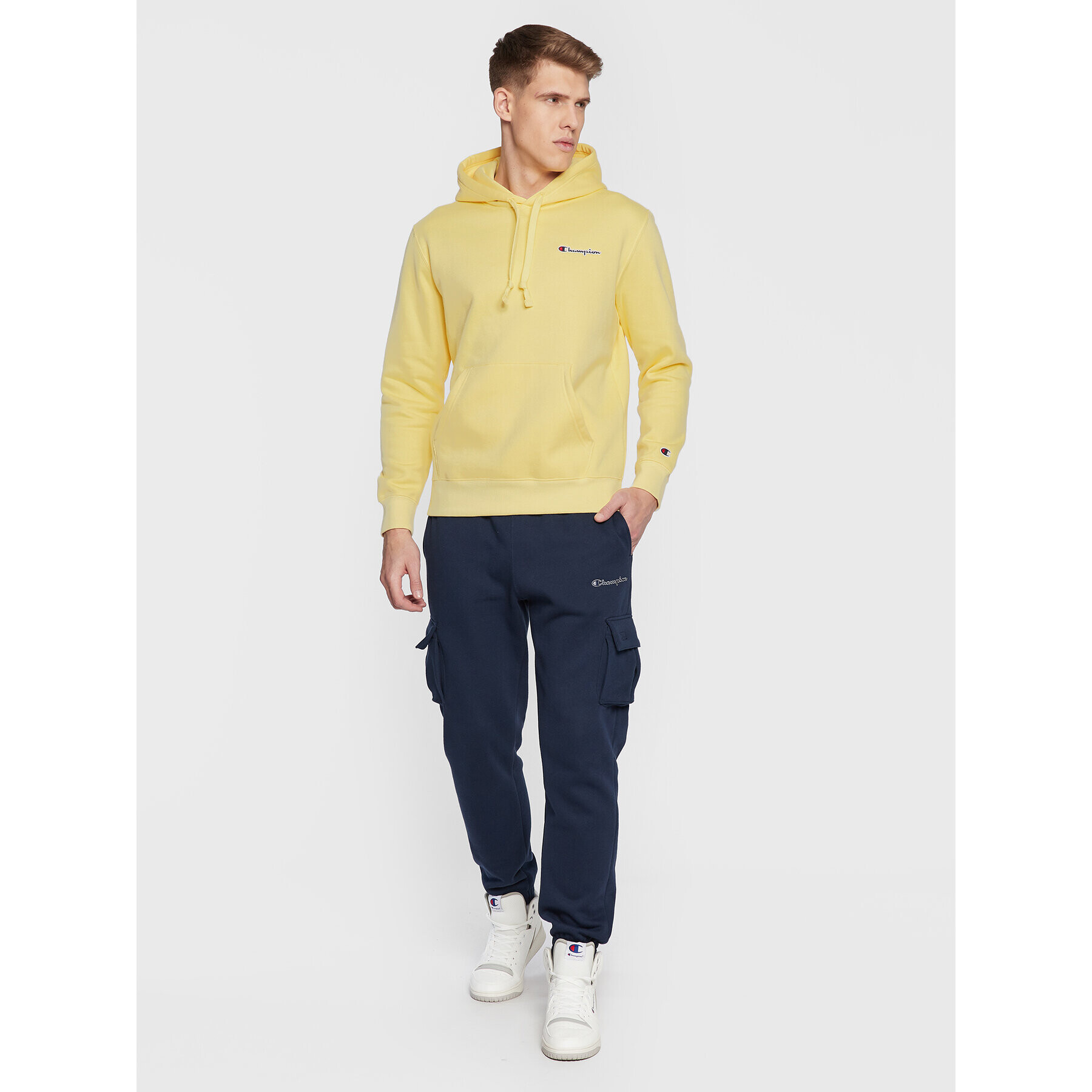 Champion Суитшърт Small Script Logo 217862 Жълт Regular Fit - Pepit.bg