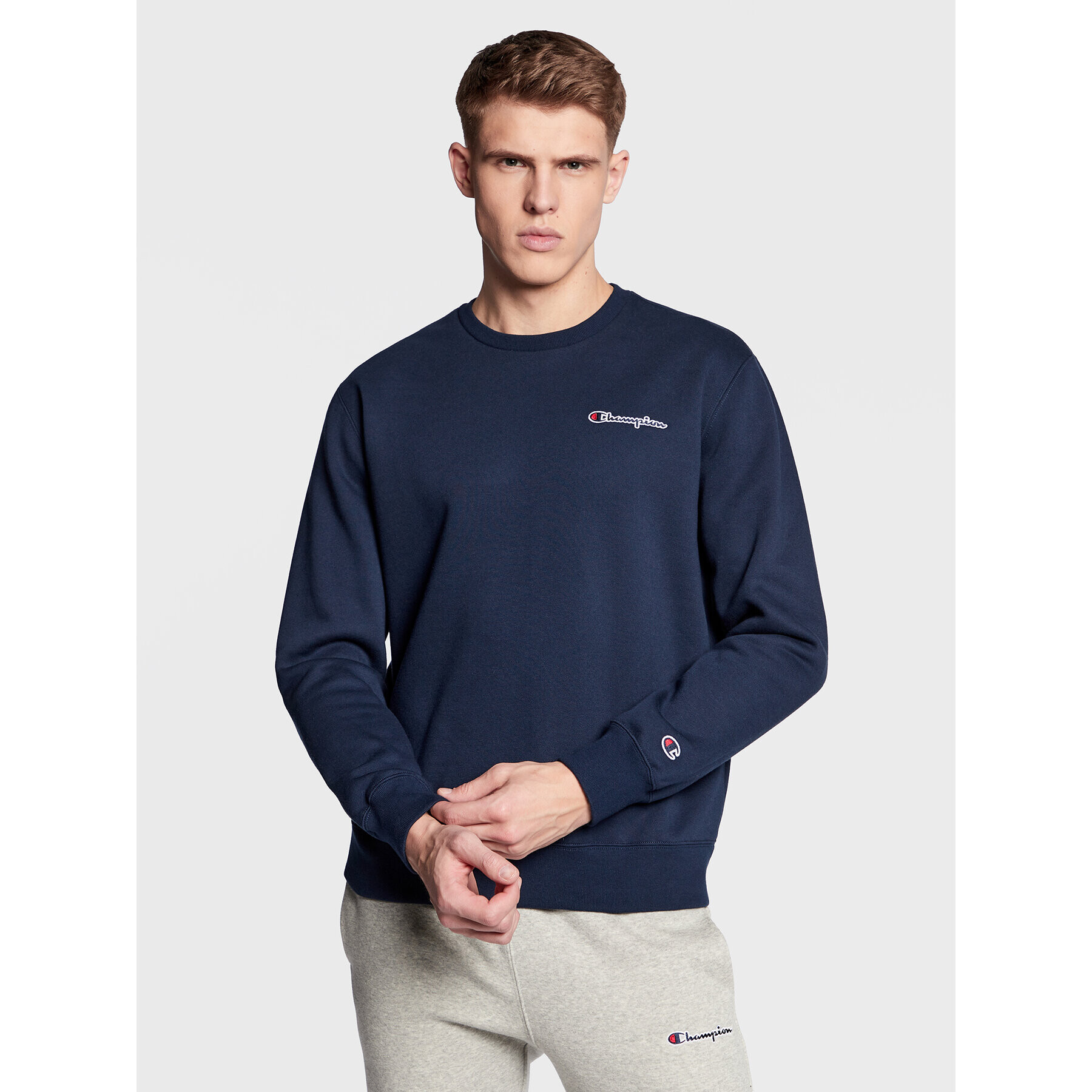 Champion Суитшърт Small Script Logo Embroidery 217863 Тъмносин Regular Fit - Pepit.bg