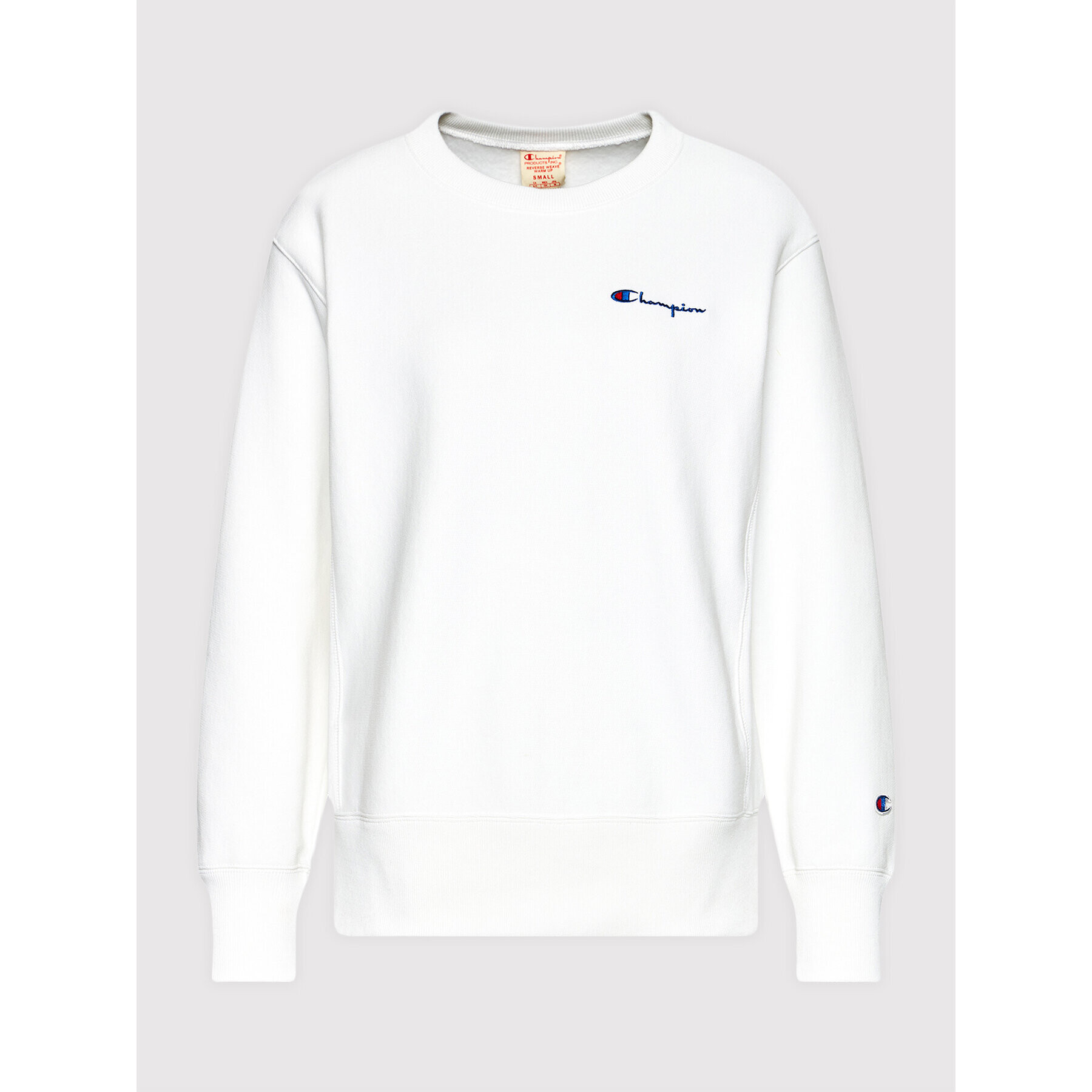 Champion Суитшърт Small Script Logo Reverse Weave 113151 Бял Regular Fit - Pepit.bg