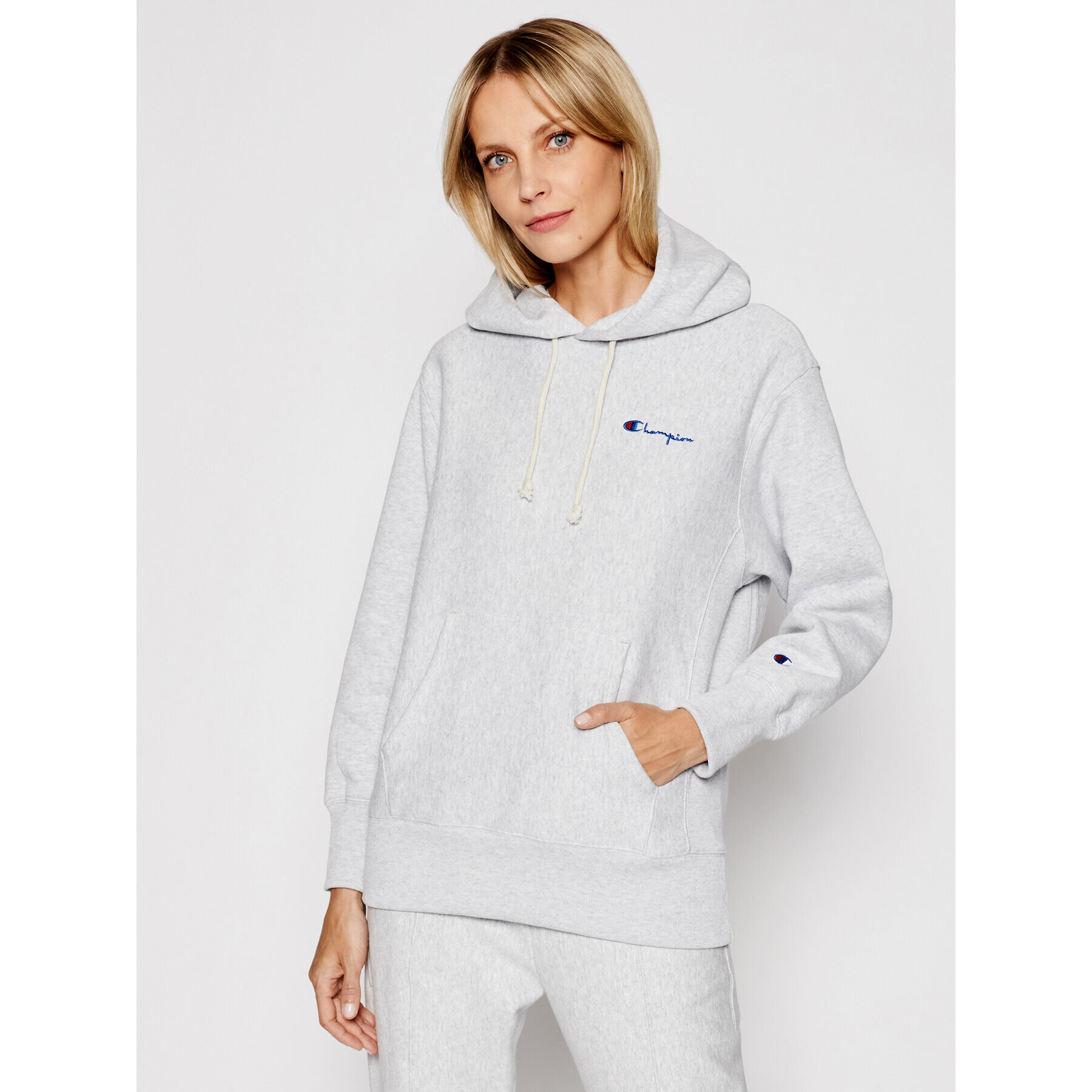 Champion Суитшърт Small Script Logo 113150 Сив Regular Fit - Pepit.bg