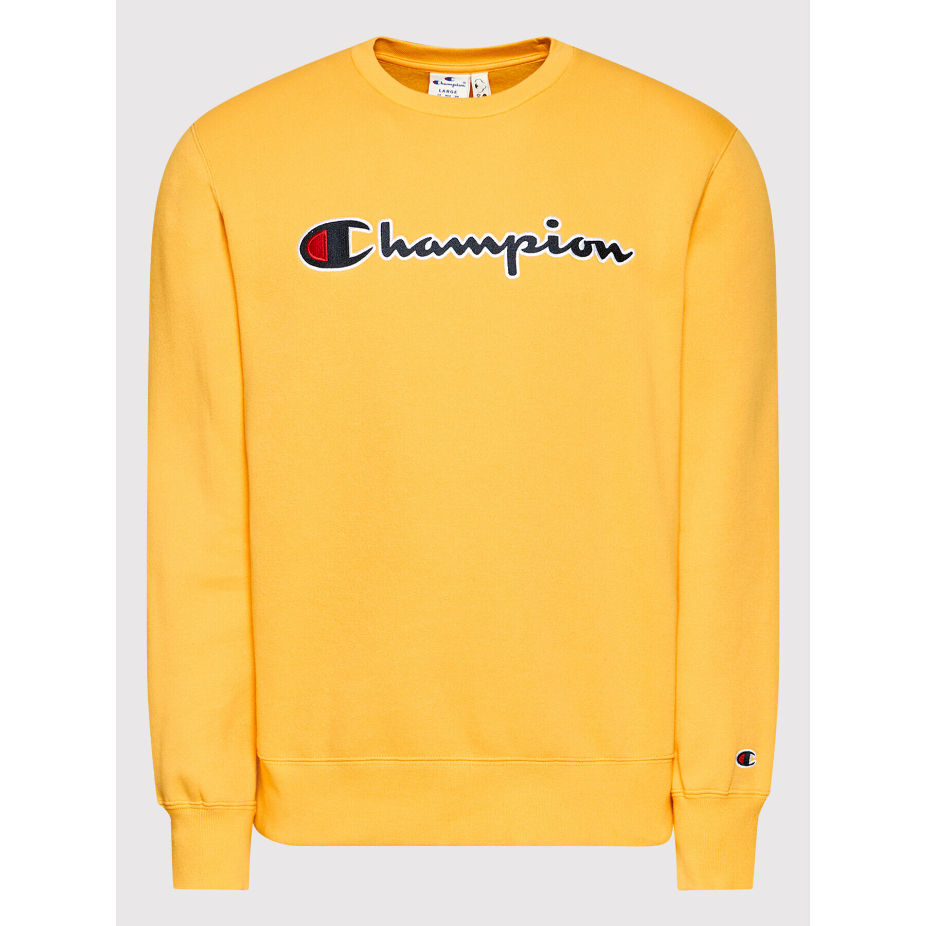 Champion Суитшърт Sript Logo 216471 Жълт Regular Fit - Pepit.bg