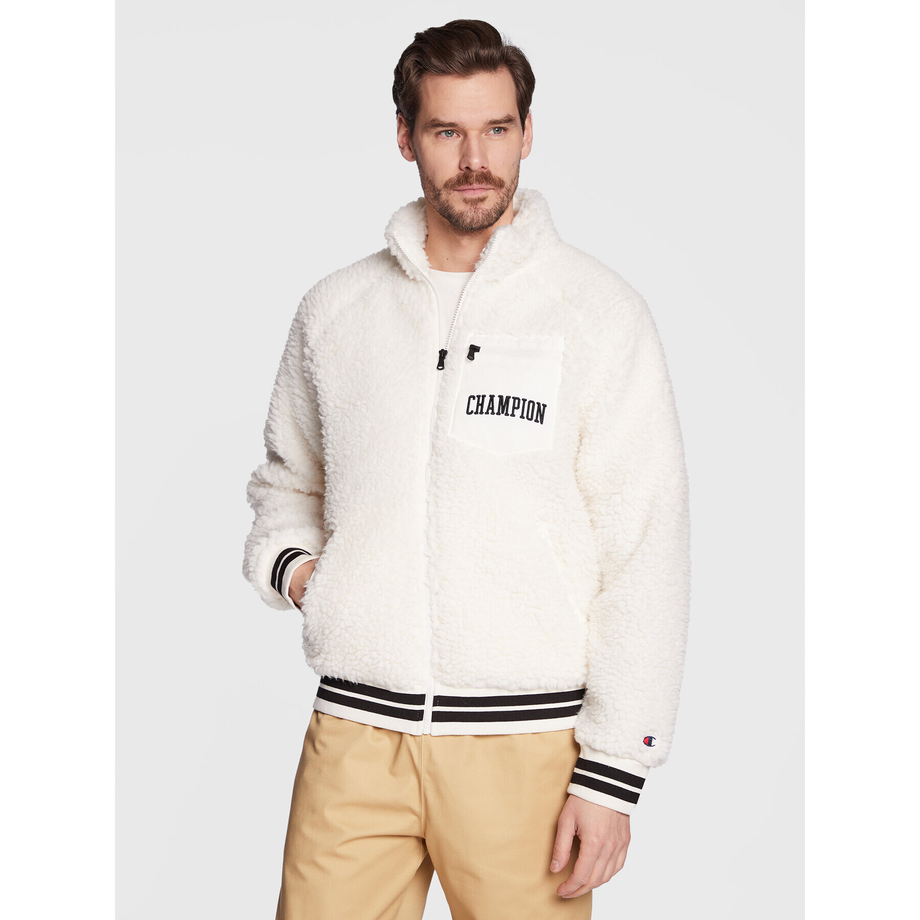 Champion Суитшърт Teddy Fleece 218096 Екрю Regular Fit - Pepit.bg