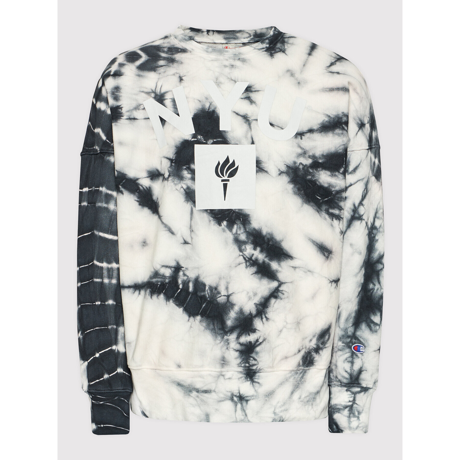 Champion Суитшърт Tie Dye College Print 216820 Сив Custom Fit - Pepit.bg