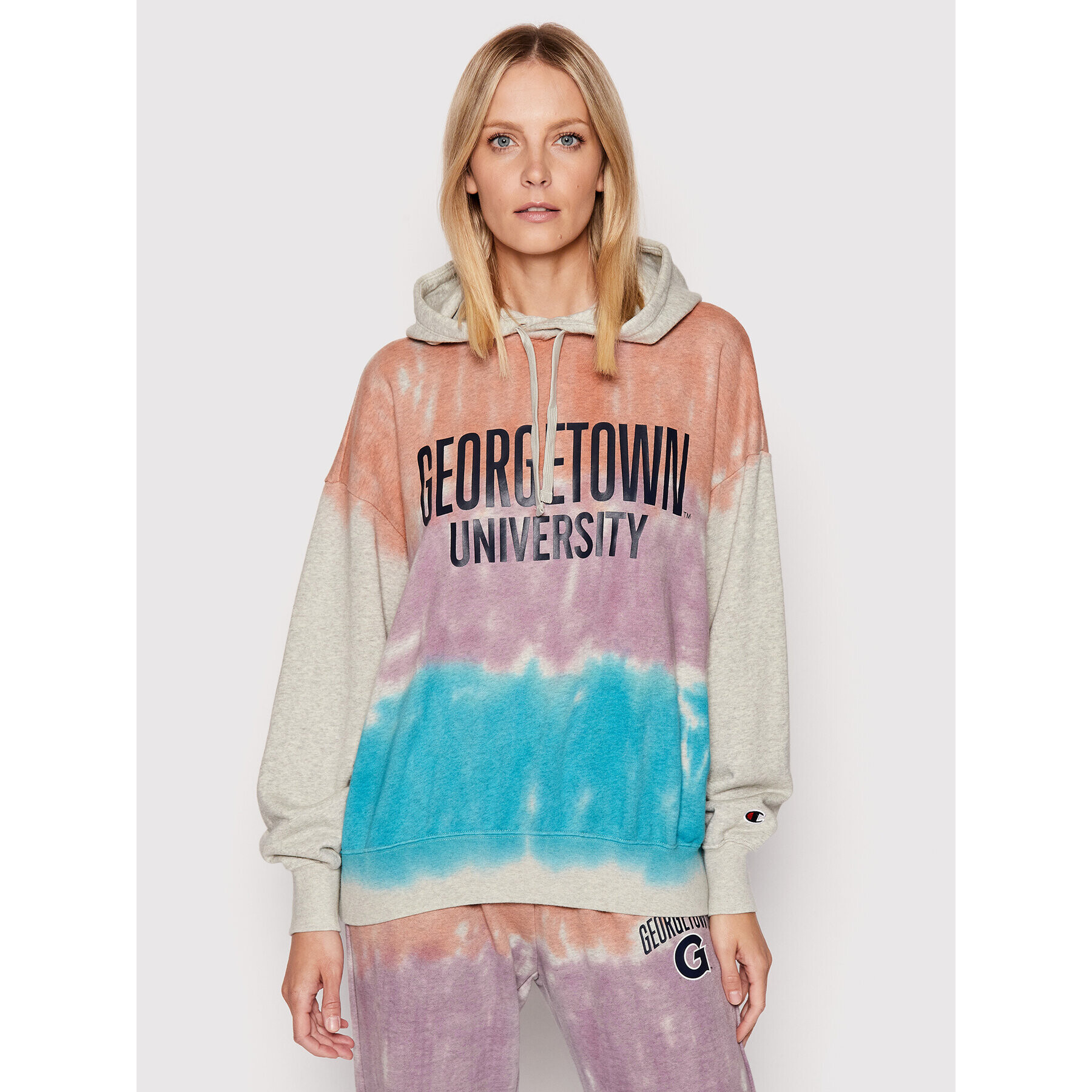 Champion Суитшърт Tie-Dye University Logo 115223 Цветен Oversize - Pepit.bg