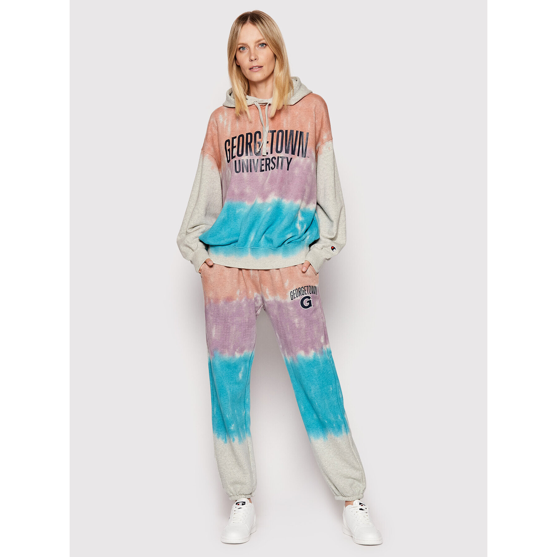 Champion Суитшърт Tie-Dye University Logo 115223 Цветен Oversize - Pepit.bg