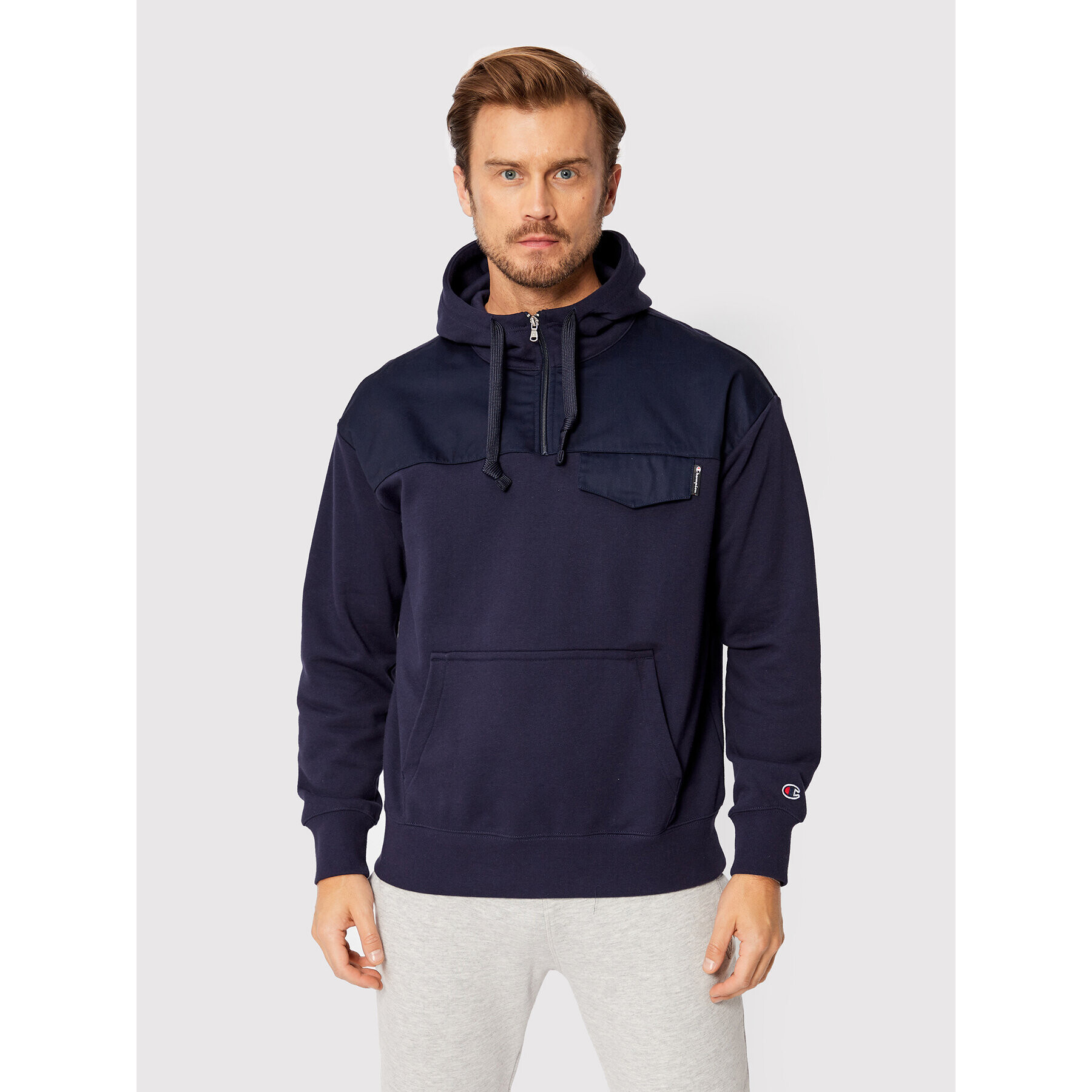 Champion Суитшърт Twill Insert 217072 Тъмносин American Fit - Pepit.bg