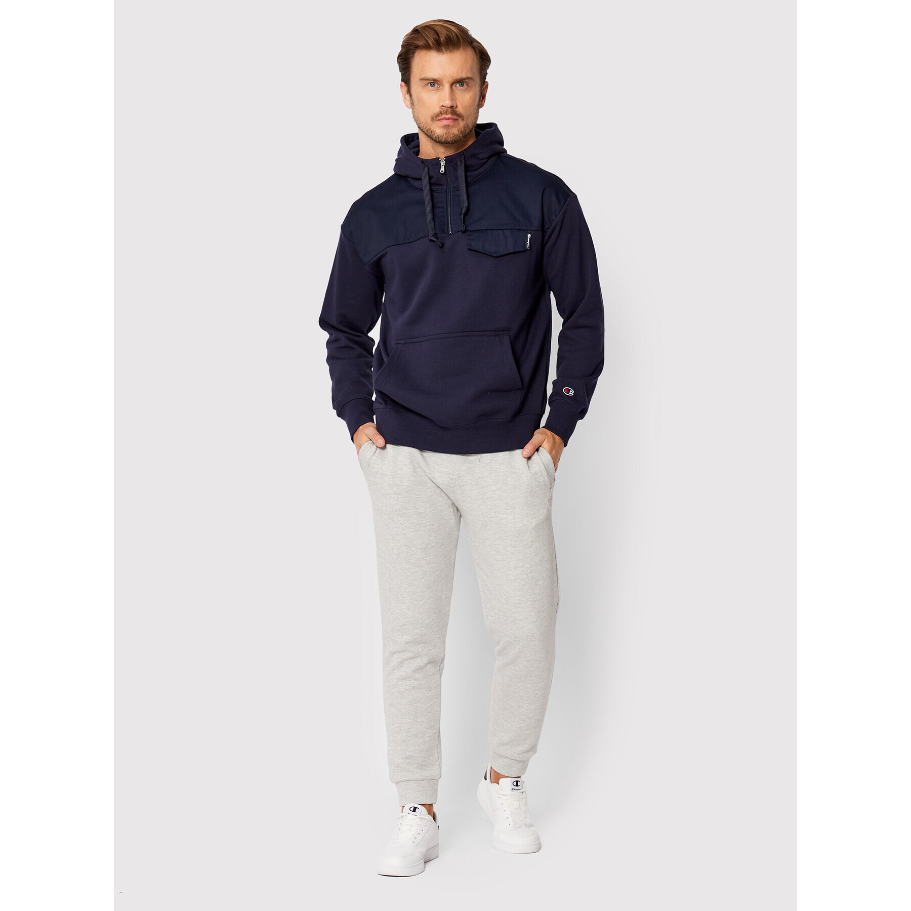 Champion Суитшърт Twill Insert 217072 Тъмносин American Fit - Pepit.bg