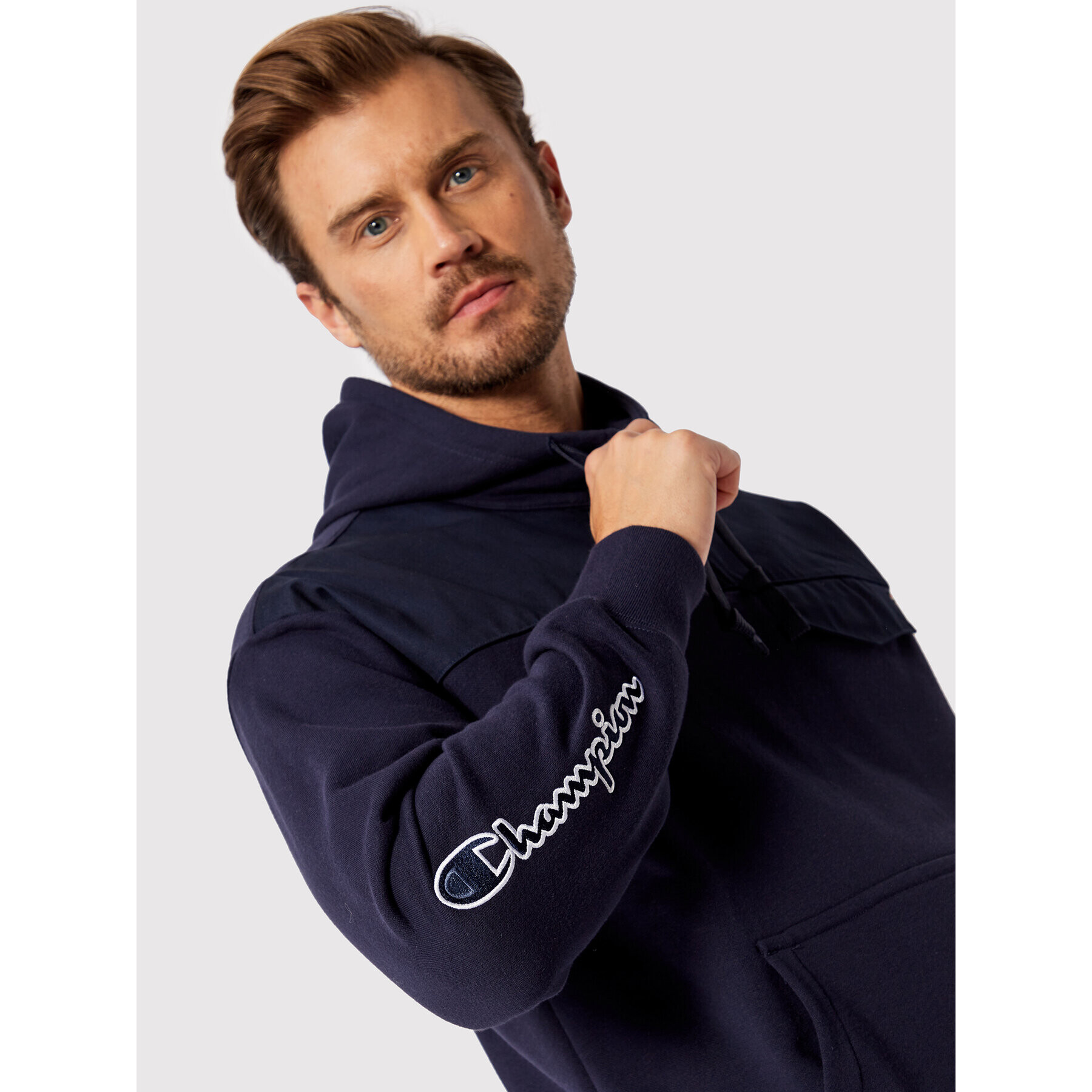 Champion Суитшърт Twill Insert 217072 Тъмносин American Fit - Pepit.bg